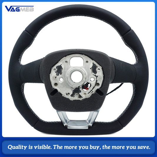 For Audi Q5 FY fully perforated leather with white stitching, flat bottomed sports steering wheel with heating