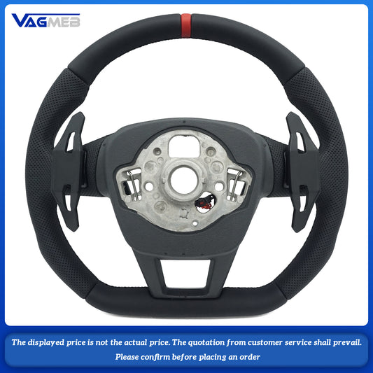 For Audi A6 RS6 C8 Pemi Perforated Leather Blat Bottomed Sports Steering Wheel With Heating