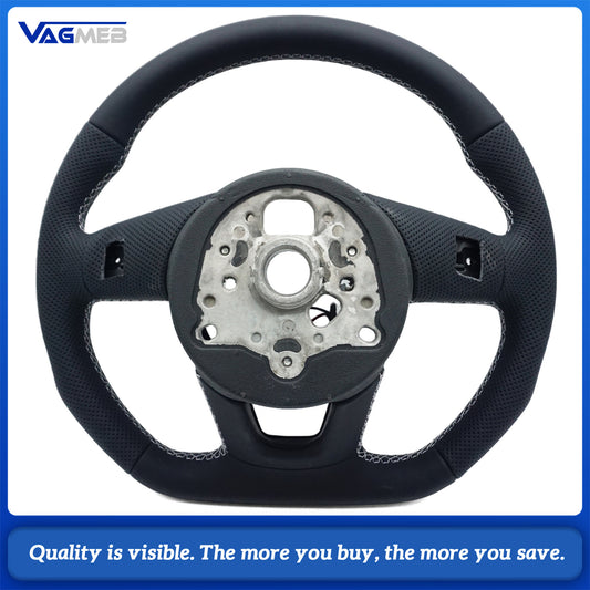 Heated steering wheel suitable for Audi A4 B9 S3 RS4 RS5 A3 A5 S3 S4 S5 2017-2024 leather flat bottomed steering wheel