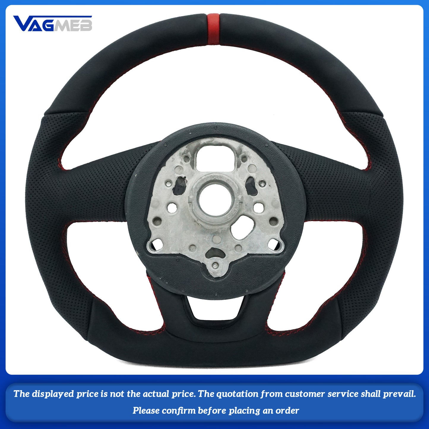For Audi A4 B9 A3 8V2 A5 leather perforated alcantara Custom style steeringwheel with S or RS or Sline logo and thread colour