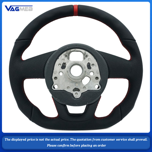 For Audi A4 B9 A3 8V2 A5 leather perforated alcantara Custom style steeringwheel with S or RS or Sline logo and thread colour