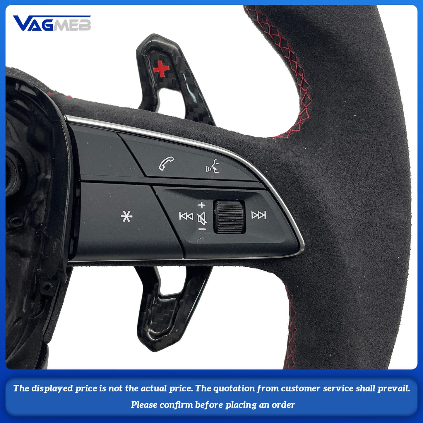 Carbon fiber Alcantara multifunctional flat bottomed steering wheel with paddle shifters For Audi Q5 FY