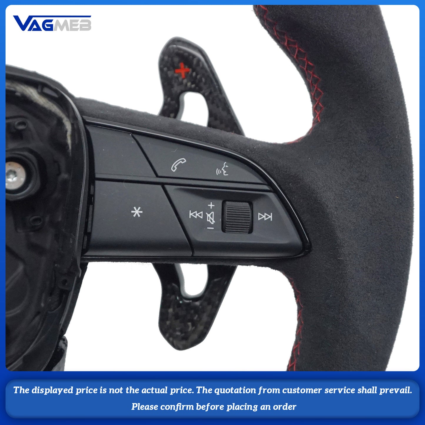 Carbon fiber Alcantara multifunctional flat bottomed steering wheel with paddle shifters for Audi Q5 FY, Car Accessories