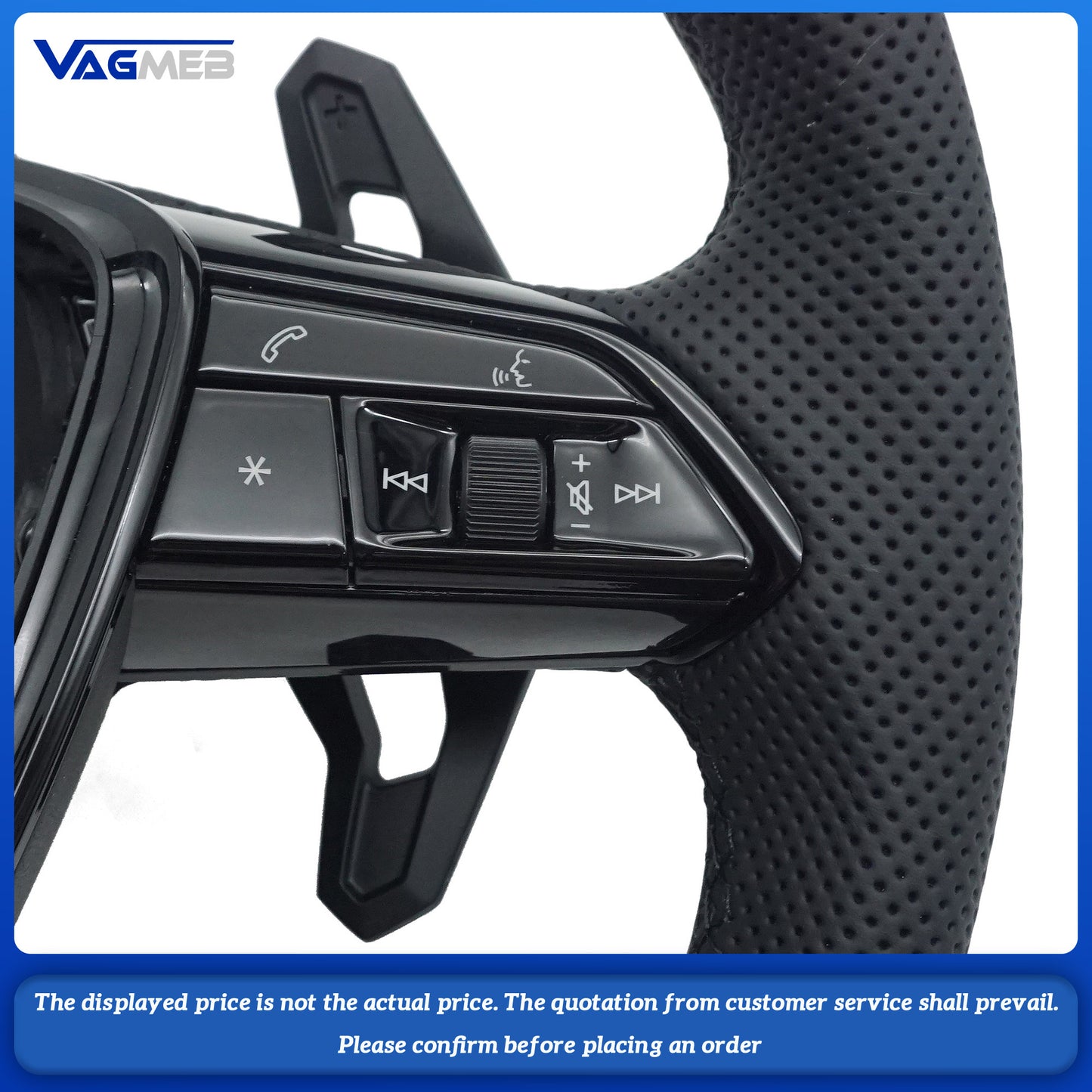 For Audi A6 RS6 C8 Pemi Perforated Leather Blat Bottomed Sports Steering Wheel With Heating