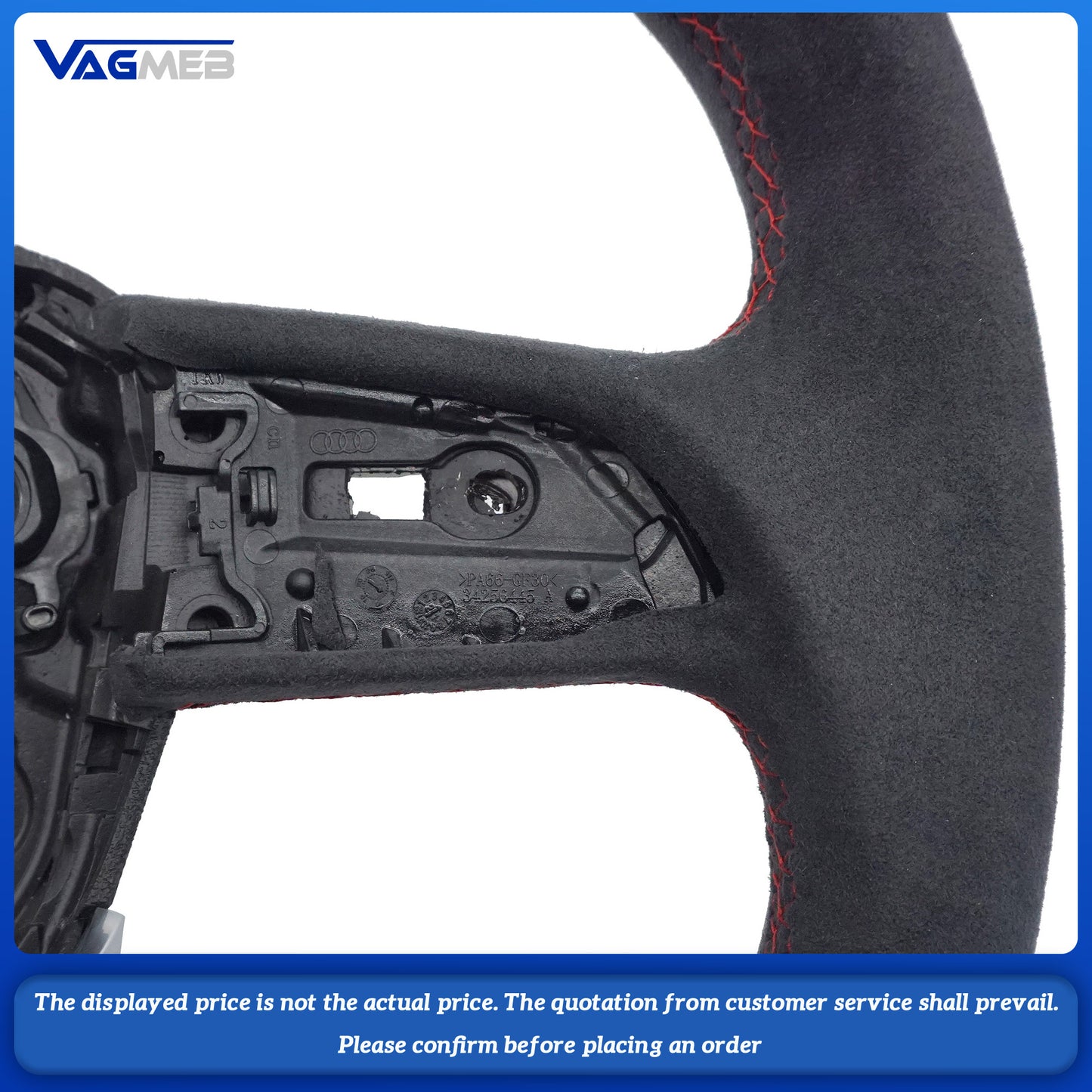 For Audi Q5 FY Alcantara red stitched flat bottomed sports steering wheel