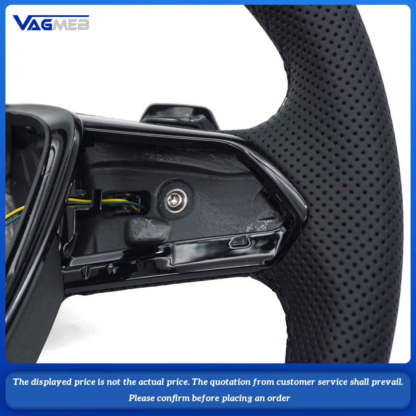 For Audi S logo A6C8 emi-perforated black line, lacquered black base, steering wheel without buttons, with paddles and no heating