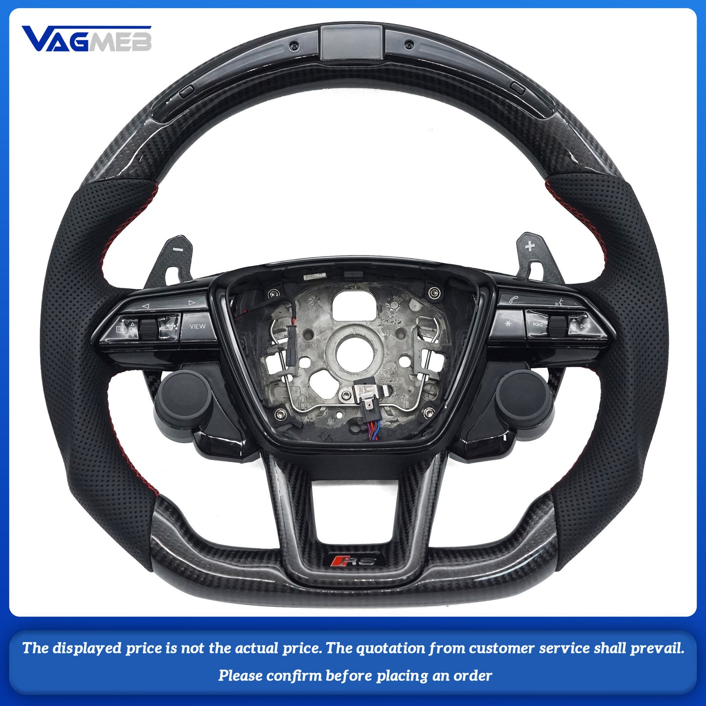 Car Interior Forged LED Carbon Fiber Steering Wheel For RS LOGO A6C8
