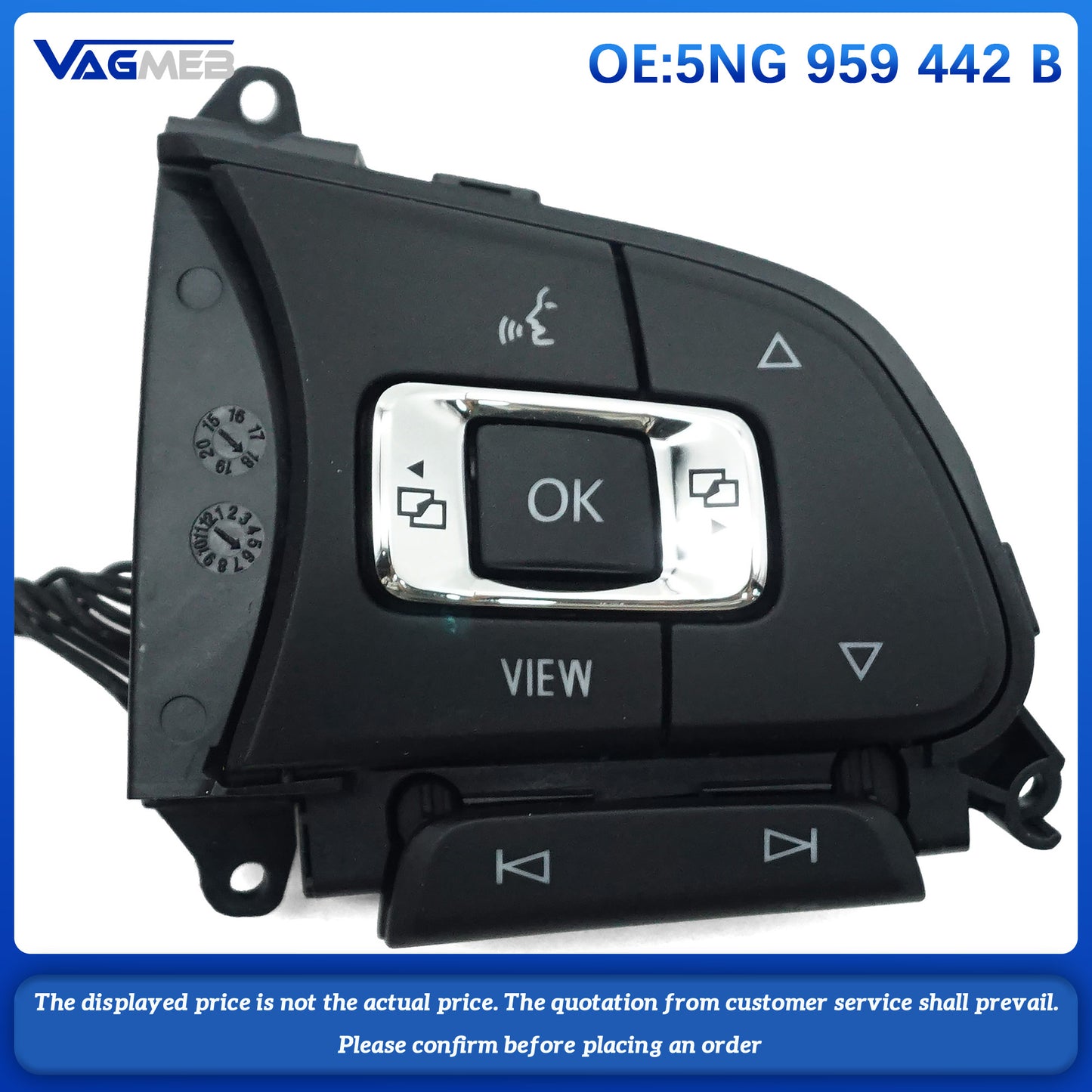Steering wheel button with ACC button For VW Tiguan L Tiguan II 2017 2018 2019 2020 2021 2022 2023 2025 5NG 959 442 B