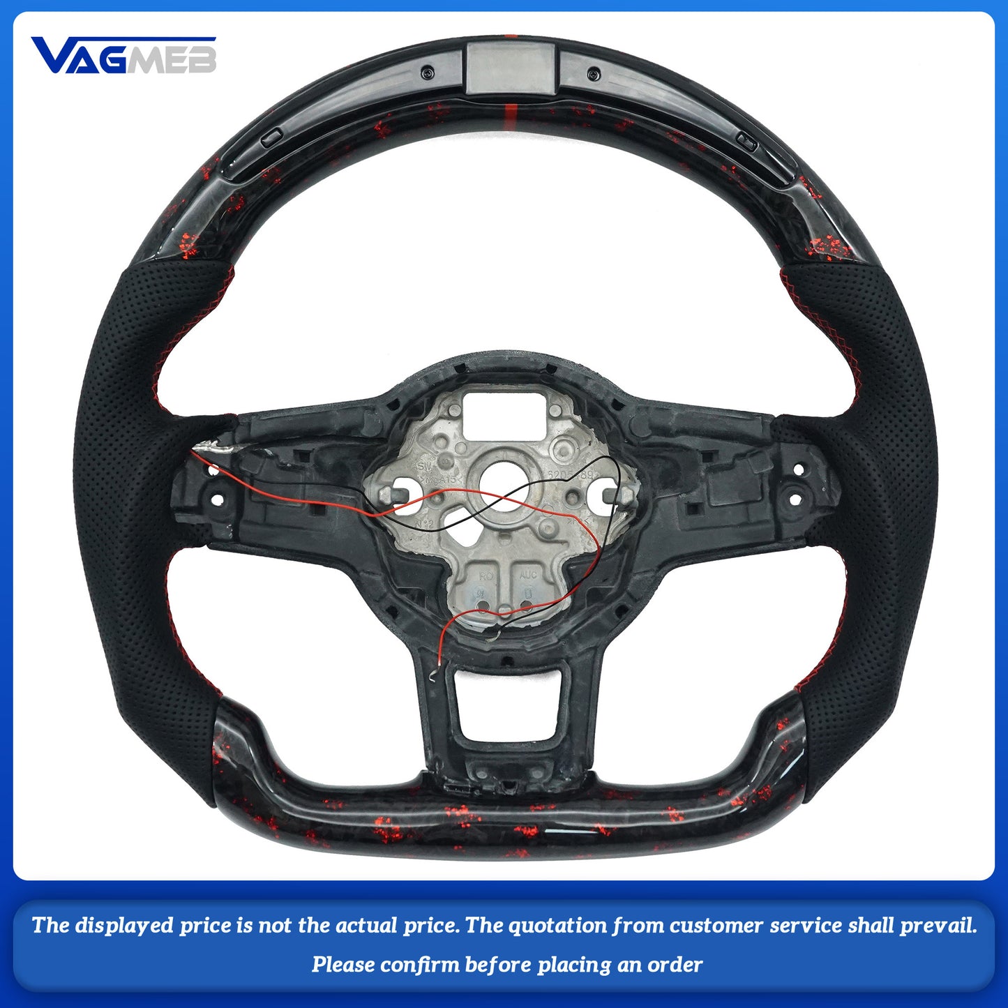 For VW Golf 7 (MK7, MK7.5) GTI R, GTD, GTE models with LED lighting, red foil carbon fiber trim, and R8 dual-spoke steering wheel