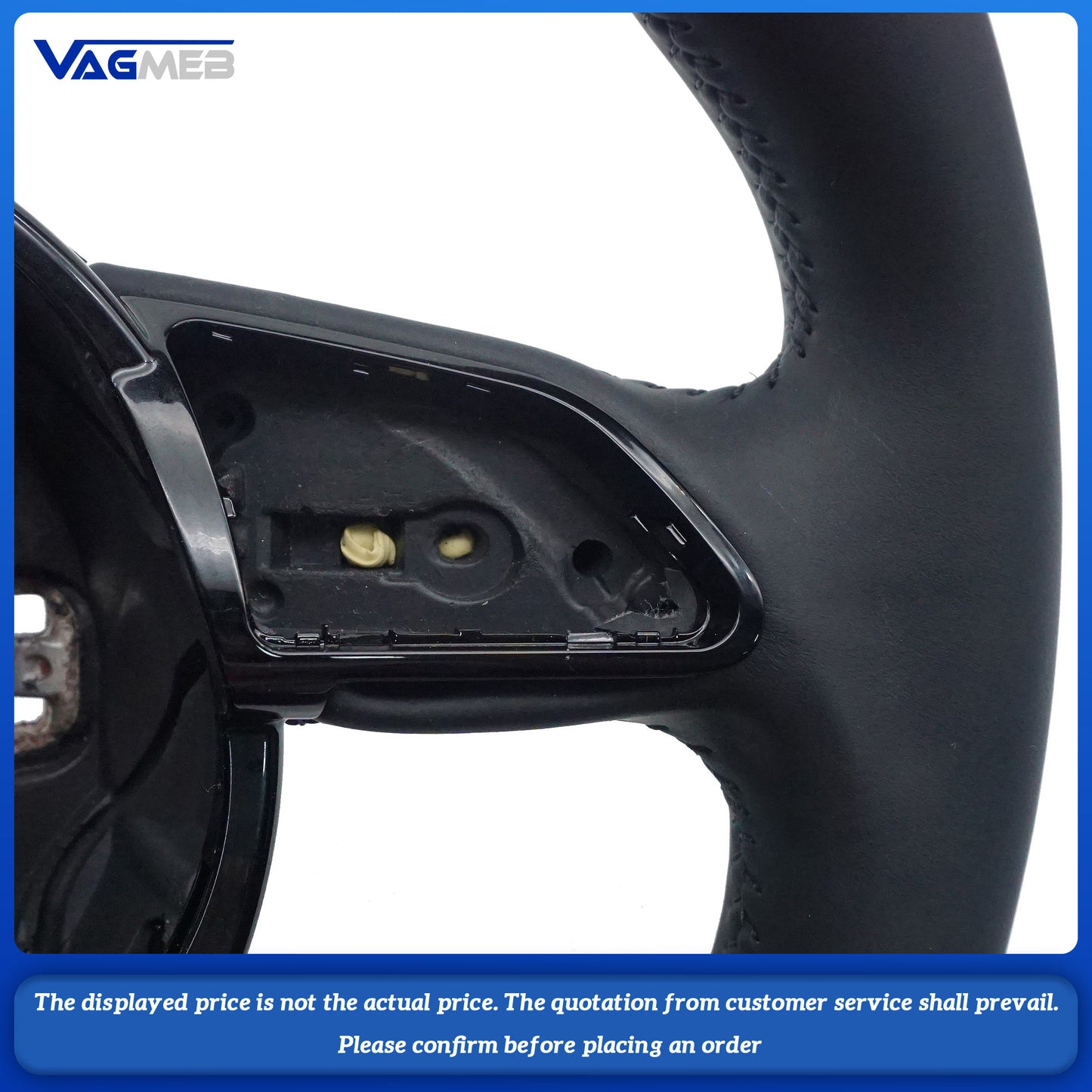 Leather Steering Wheel for Audi SLINE Logo A3 8V A4 B9 A5 A6 A7 Q3 Q5 Q7 Suede Steering Wheel Flat Bottom Steering Wheel