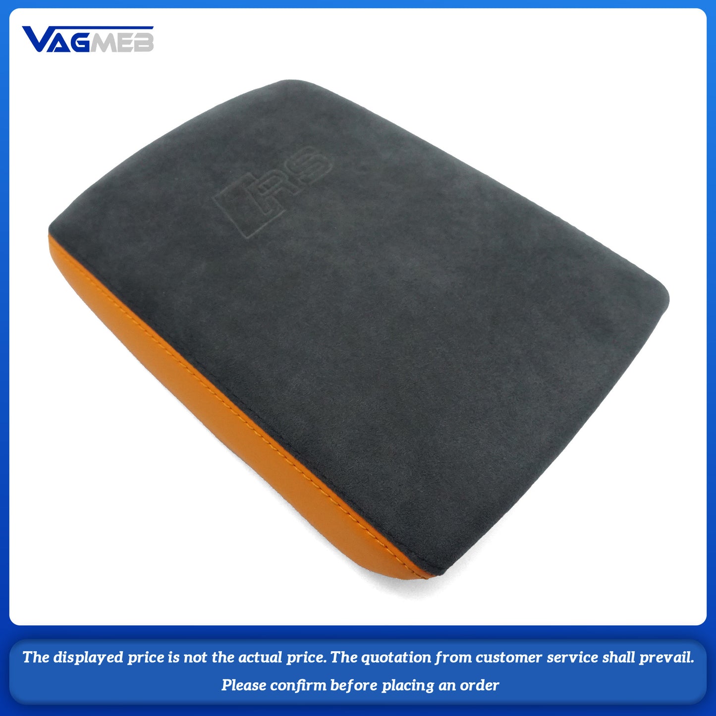 Car Armrest Box Leather Protective Cover For Audi A4 B9 Central Control Armrest Decoration Auto Accessories RS LOGO