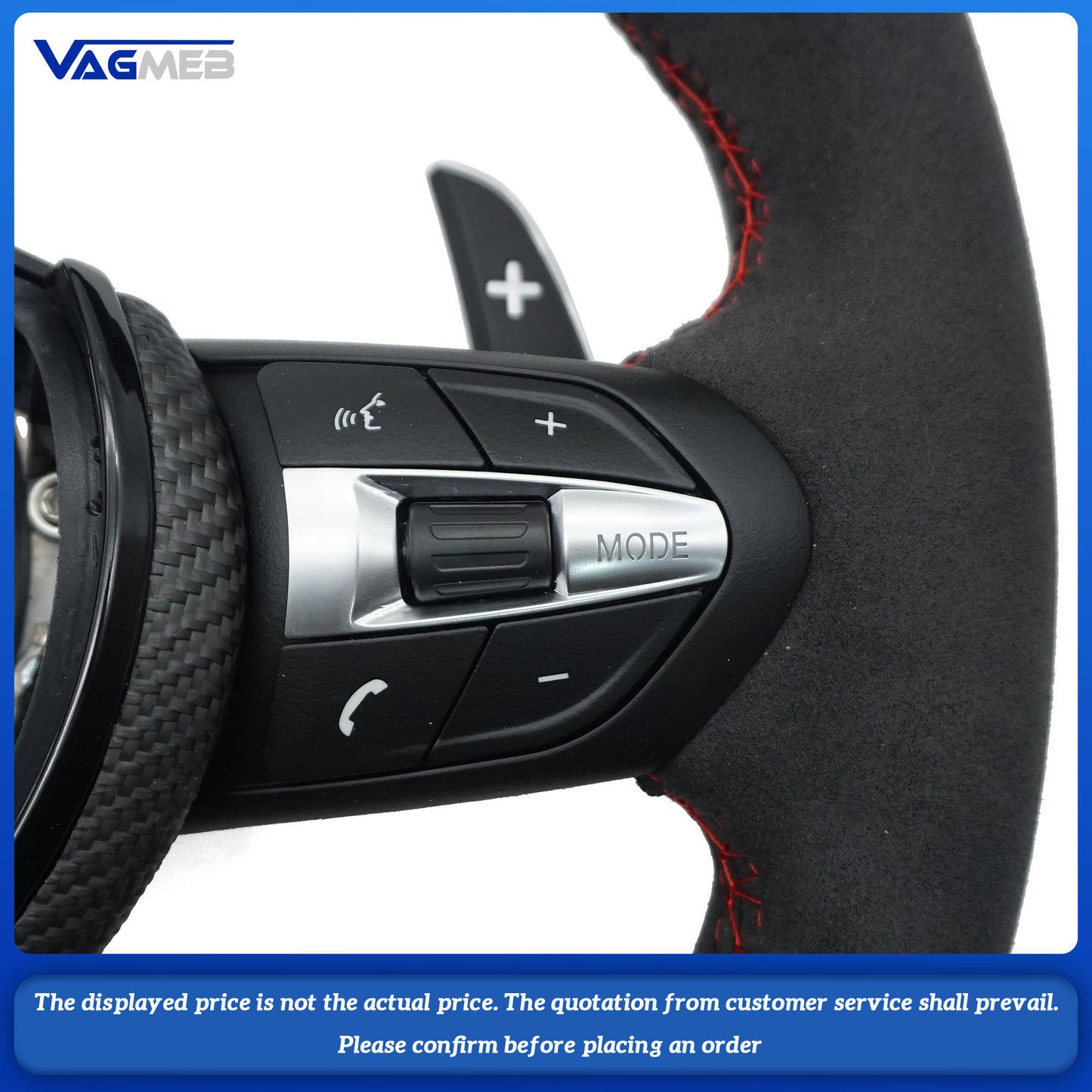 For BMW thong with full suede red line steering wheel without airbag (three series)