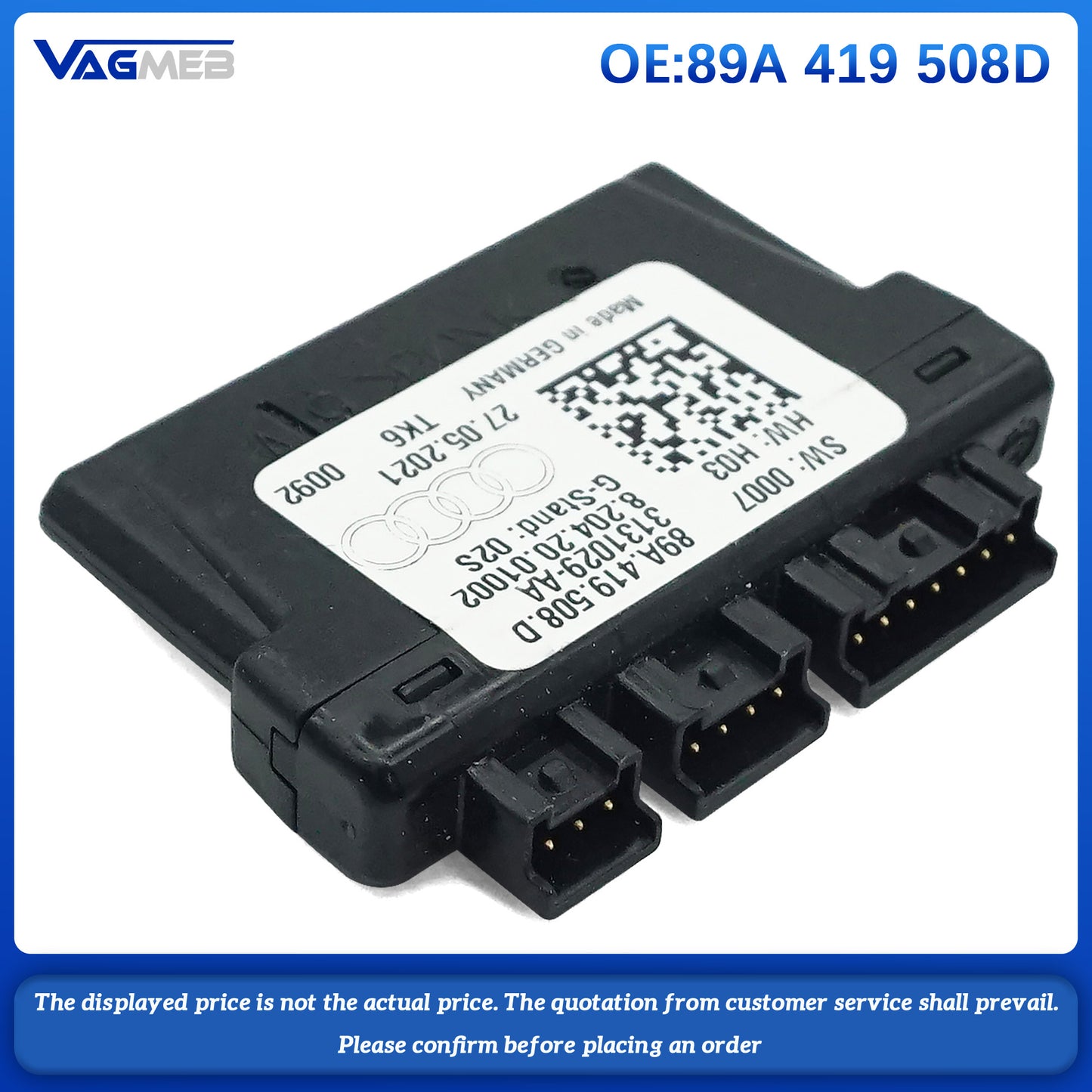 For Audi RS3 RS4 RS5 A3 A4 Q5 A5 S3 Steering wheel module 89A 419 508 D