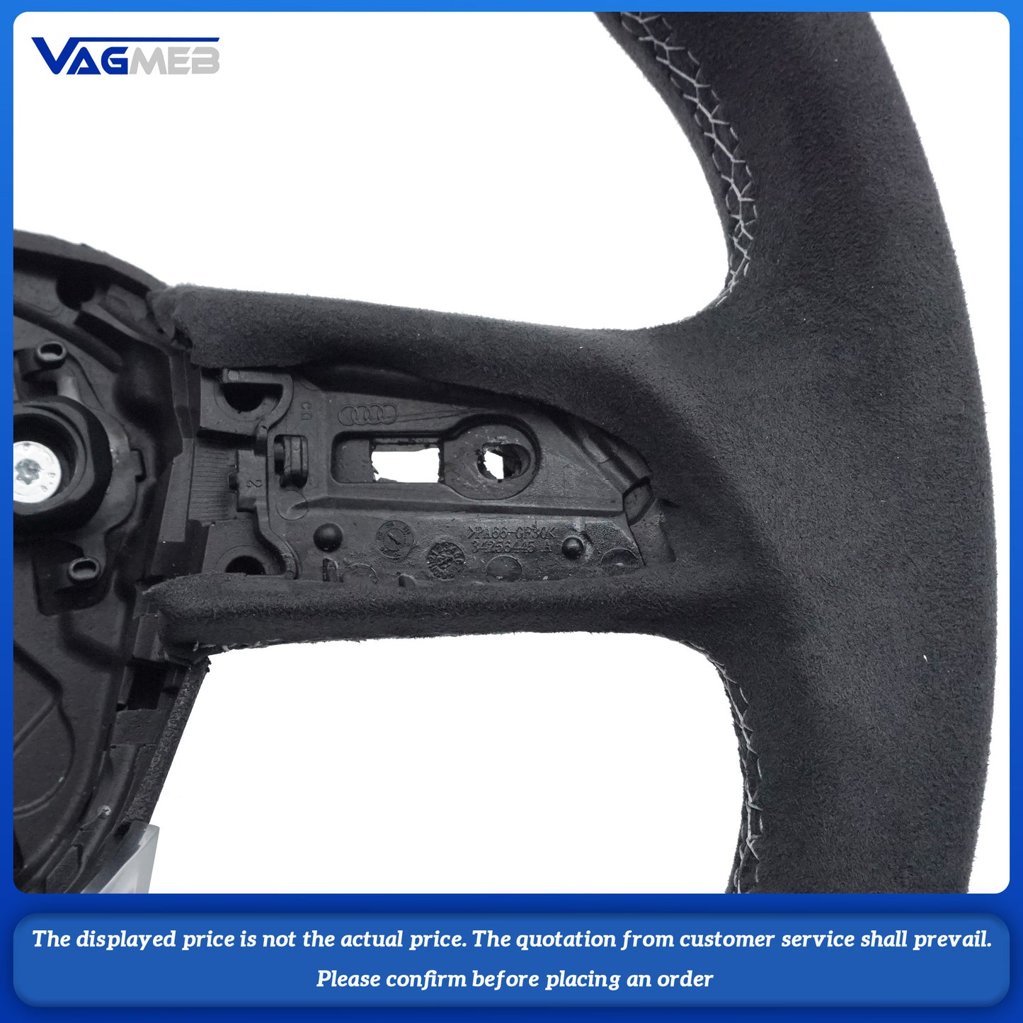 For Audi Q5 FY Alcantara white stitched flat bottomed sports steering wheel