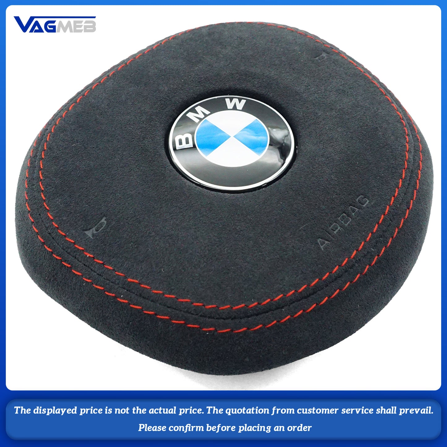 Dyed red thread Steering wheel airbag cover multifunction steering wheel For BMW M5 Woolen striped fabric