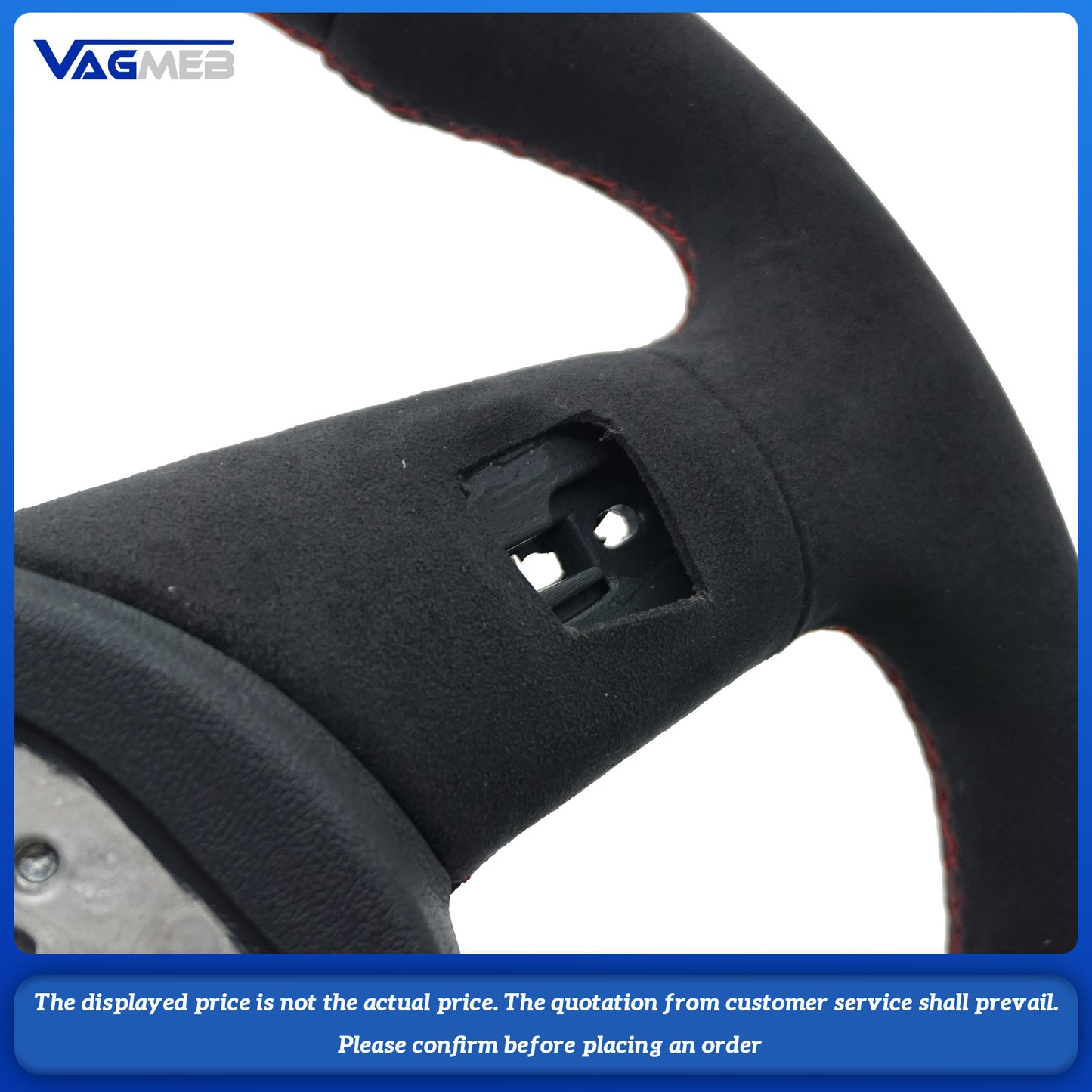 For Audi Sline LOGO A4B9, semi-suede, red line, red skin, straightened label, no buttons, no paddles