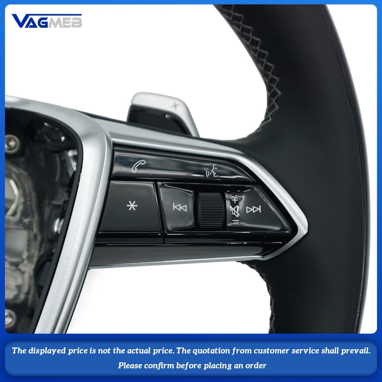 For Audi S logo A6C8 peachwood grey line heated paddle button steering wheel