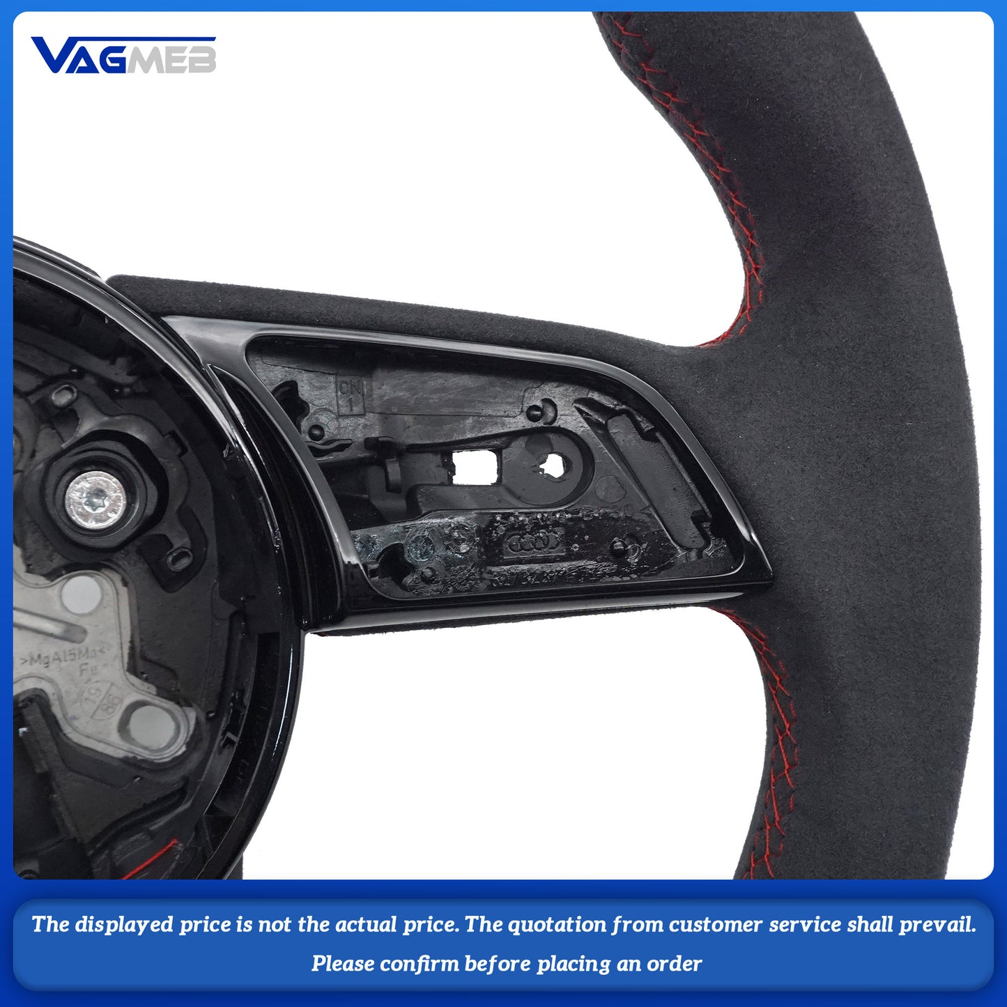 For Audi A4 B9 leather perforated alcantara Custom style steeringwheel with S or RS or Sline logo and thread colour