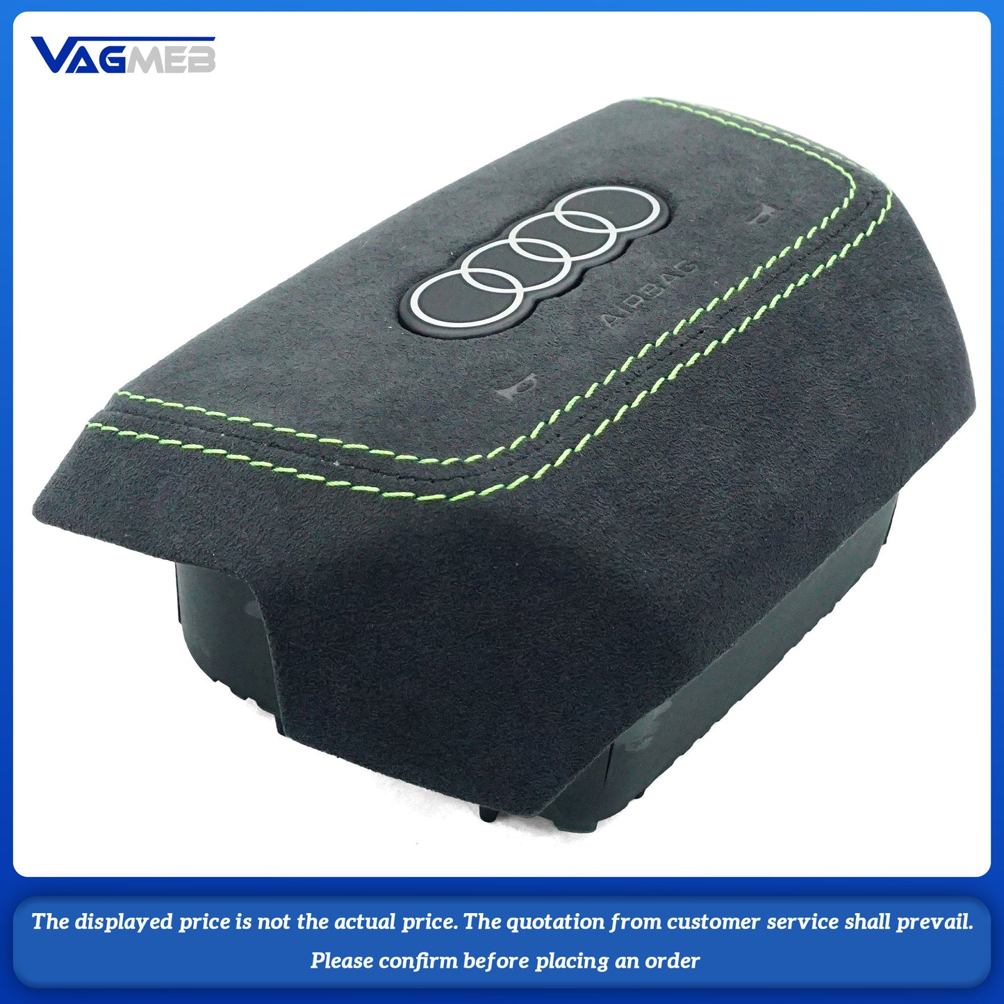 Dyed red thread Steering wheel airbag cover multifunction steering wheel For Audi e-tron Tawny striped leather