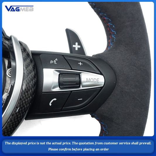 Leather black wire steering wheel with red 12 o'clock emblem For BMW M M3 M5 F10 F11 F13 F15 F20 F21 F22 F25 F01 F02 F03 F30 F31