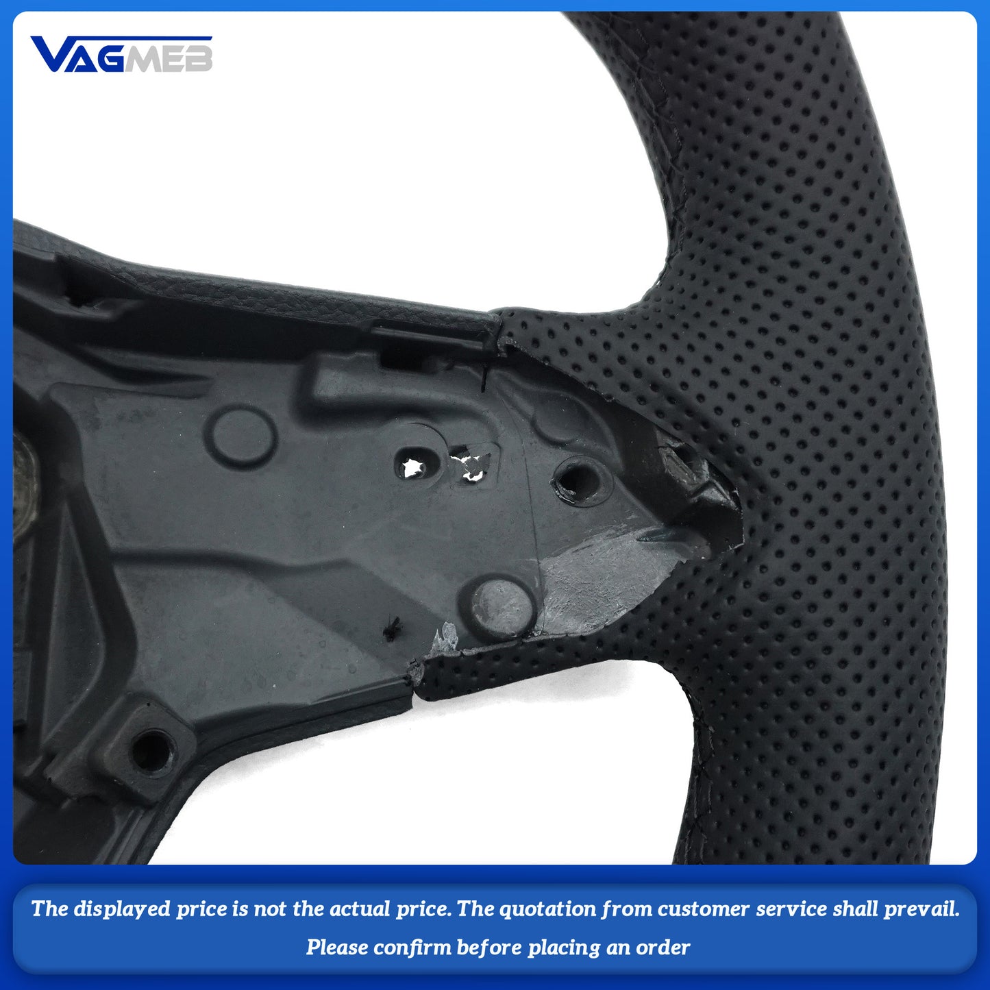 For VW Golf 8 black wire semi perforated steering wheel, heated paddle wheel, bottom with black leather return logo