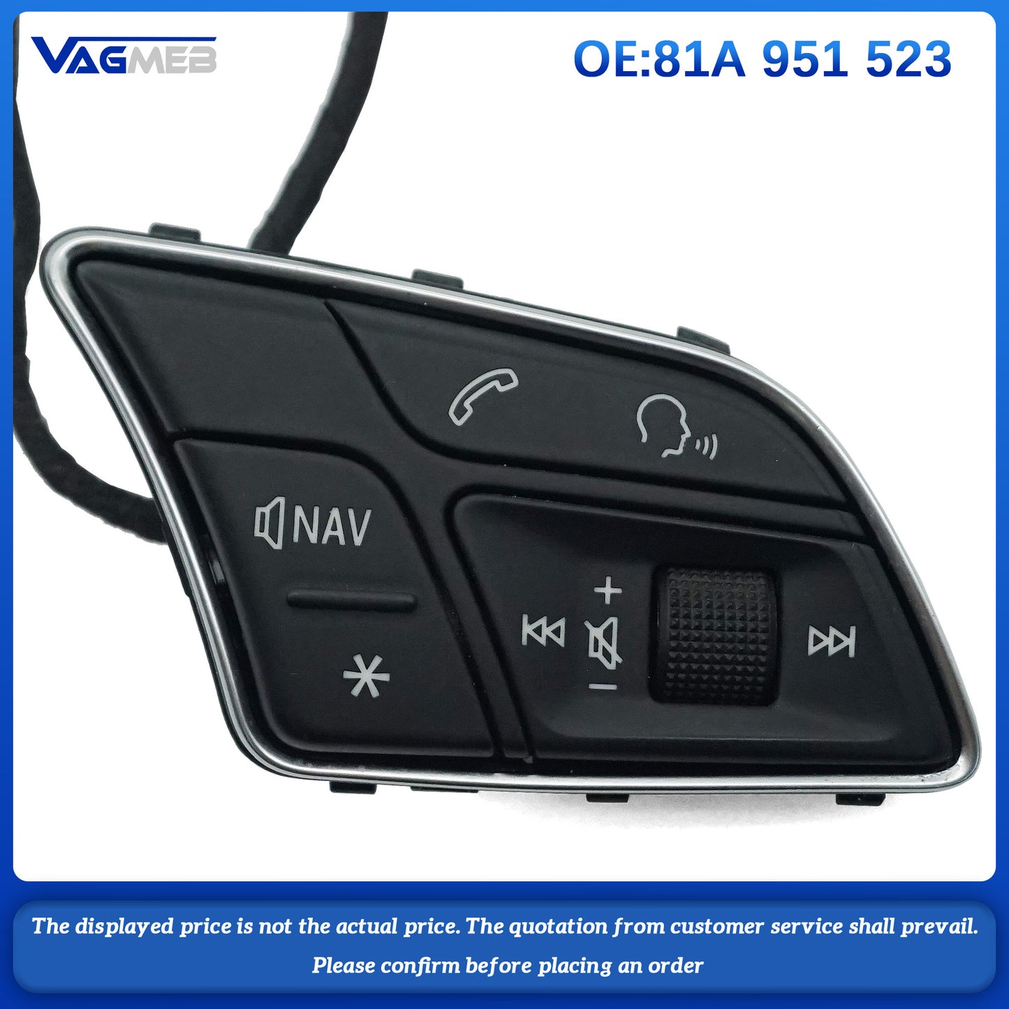 For Audi A3 Q2 Multifunctional Steering Wheel Key Button Assembly 81A 951 523