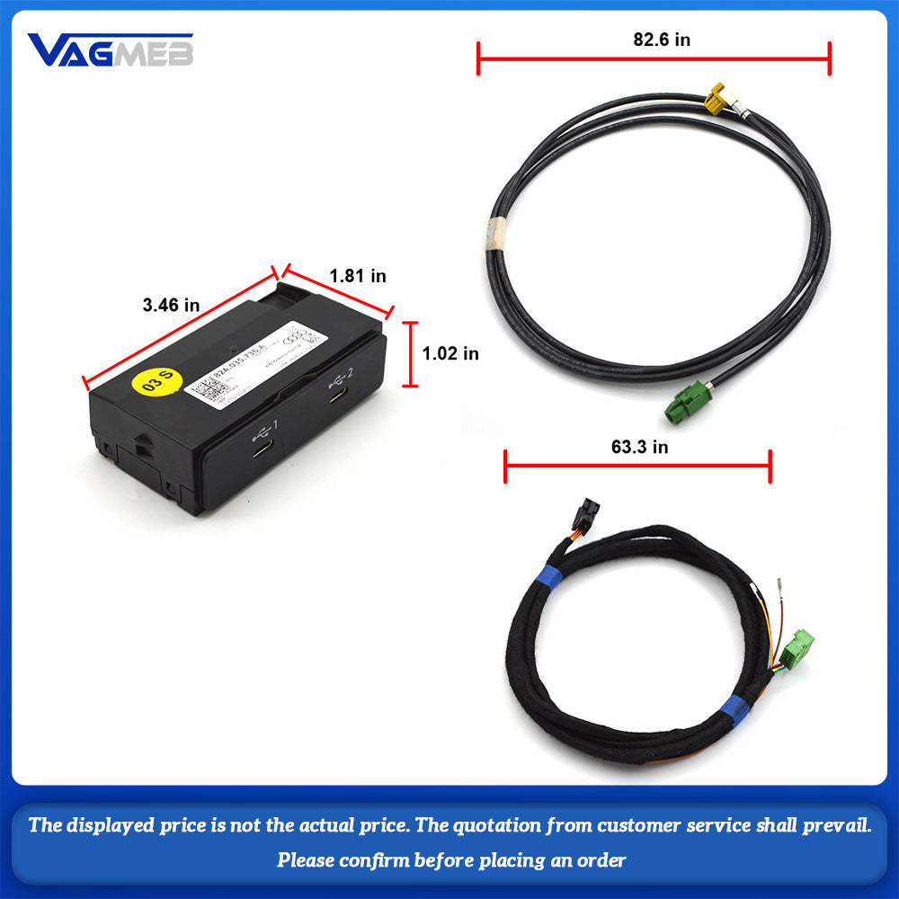 82A 035 736 A for Audi A1 A3 Carplay Switch Two Type-C Dual Type C Auto Phone Charger