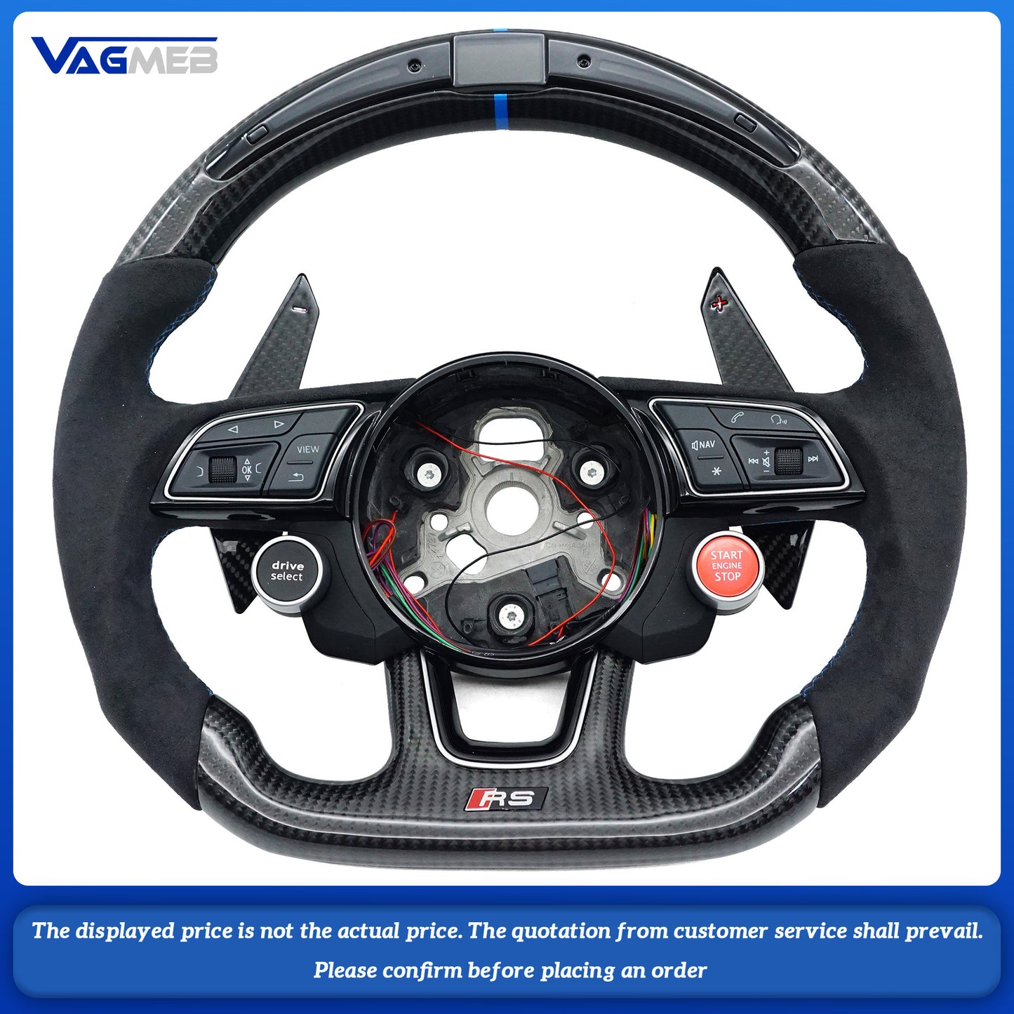 Carbon Fiber Customized LED Steering Wheel For Audi RS LOGO A4B9