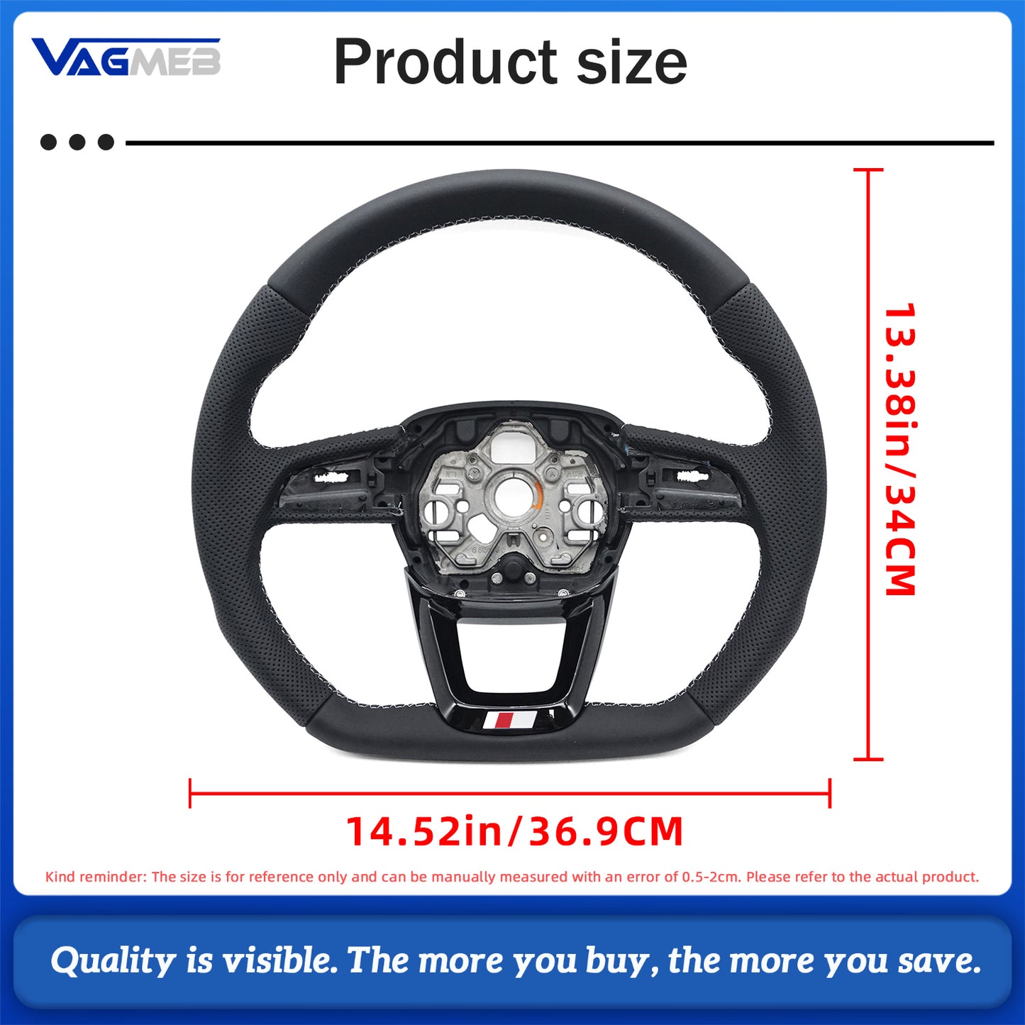 Suitable For Audi Q3 F3 perforated leather flat bottomed steering wheel, Car Accessories