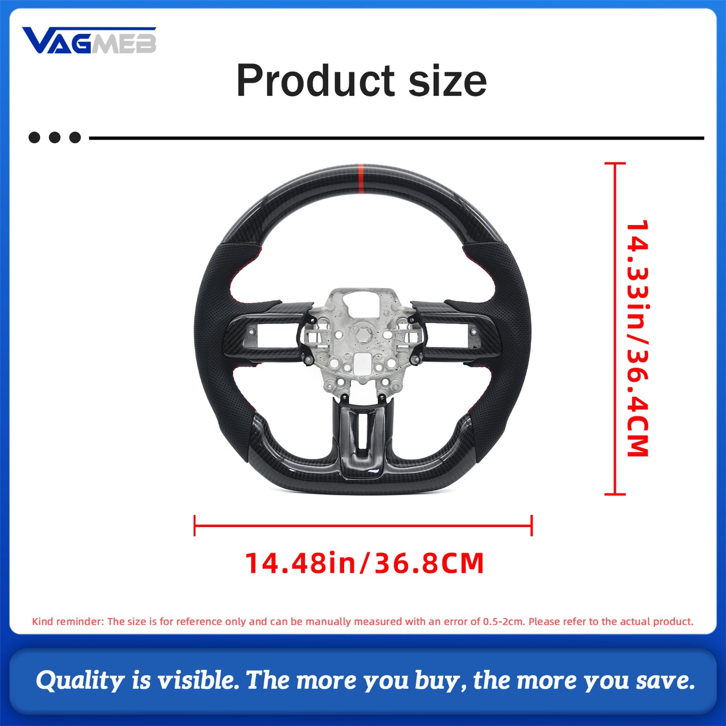 Hydro Print Carbon Fiber Steering Wheel For Ford Mustang 2015 2016 2017 Perforated Leather Racing Wheel