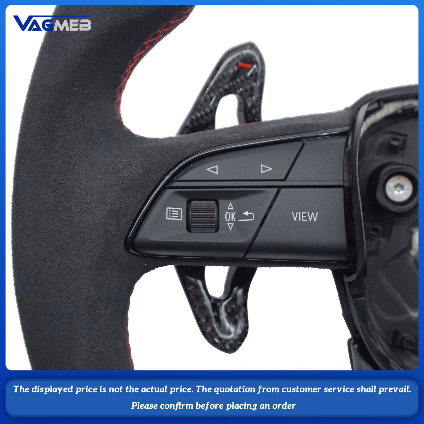 Carbon fiber Alcantara multifunctional flat bottomed steering wheel with paddle shifters for Audi Q5 FY, Car Accessories