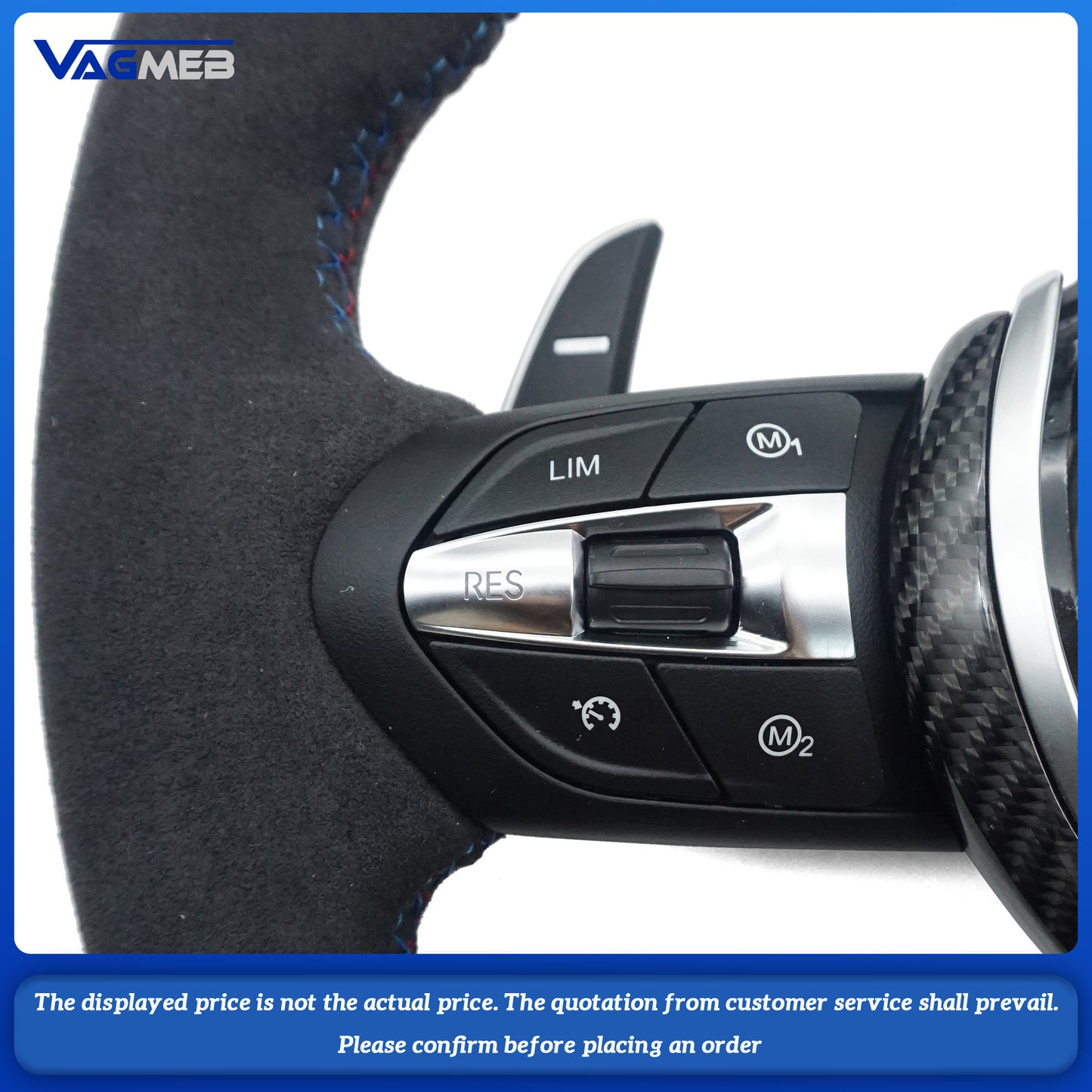 Leather black wire steering wheel with red 12 o'clock emblem For BMW M M3 M5 F10 F11 F13 F15 F20 F21 F22 F25 F01 F02 F03 F30 F31