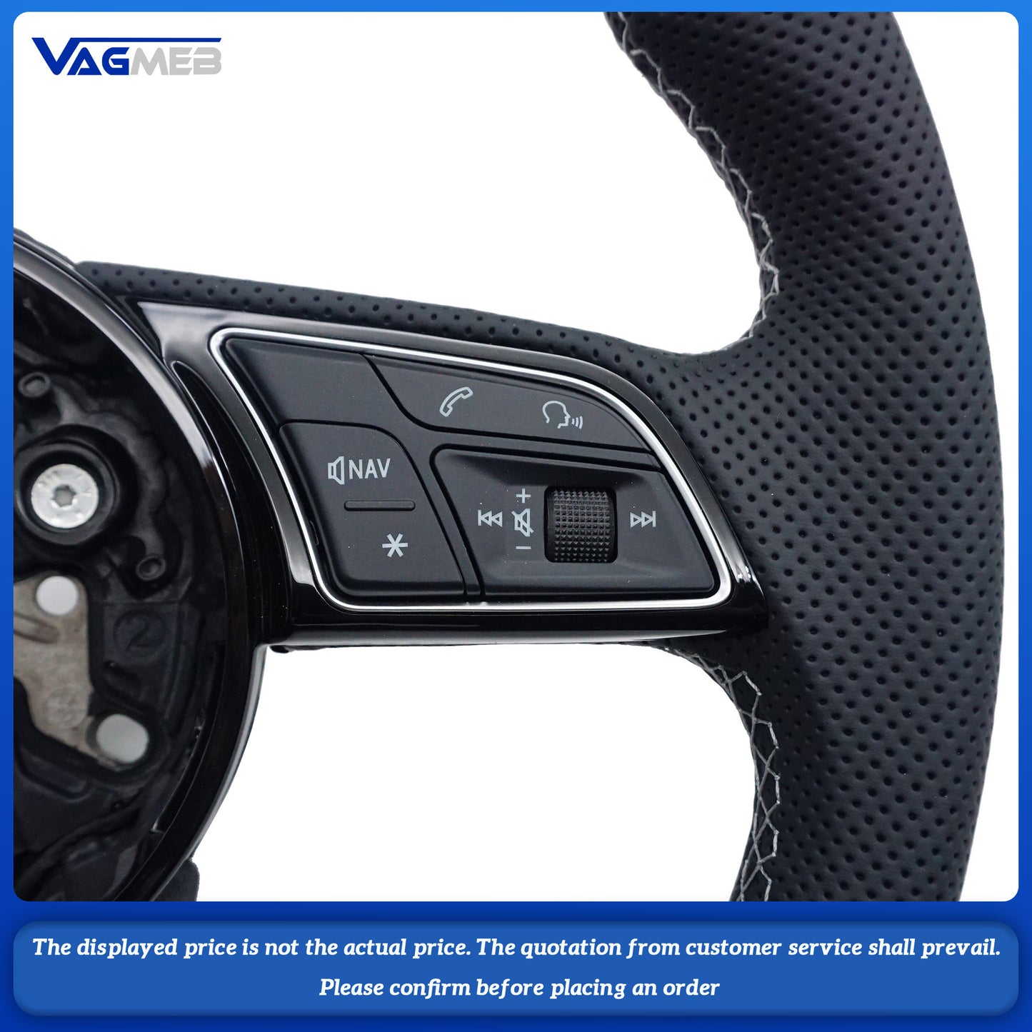 Fully steering wheel For Audi A4 B9 Refit Upgraded Multi-Function Leather Suede Flat Bottom Steering Wheel Sport