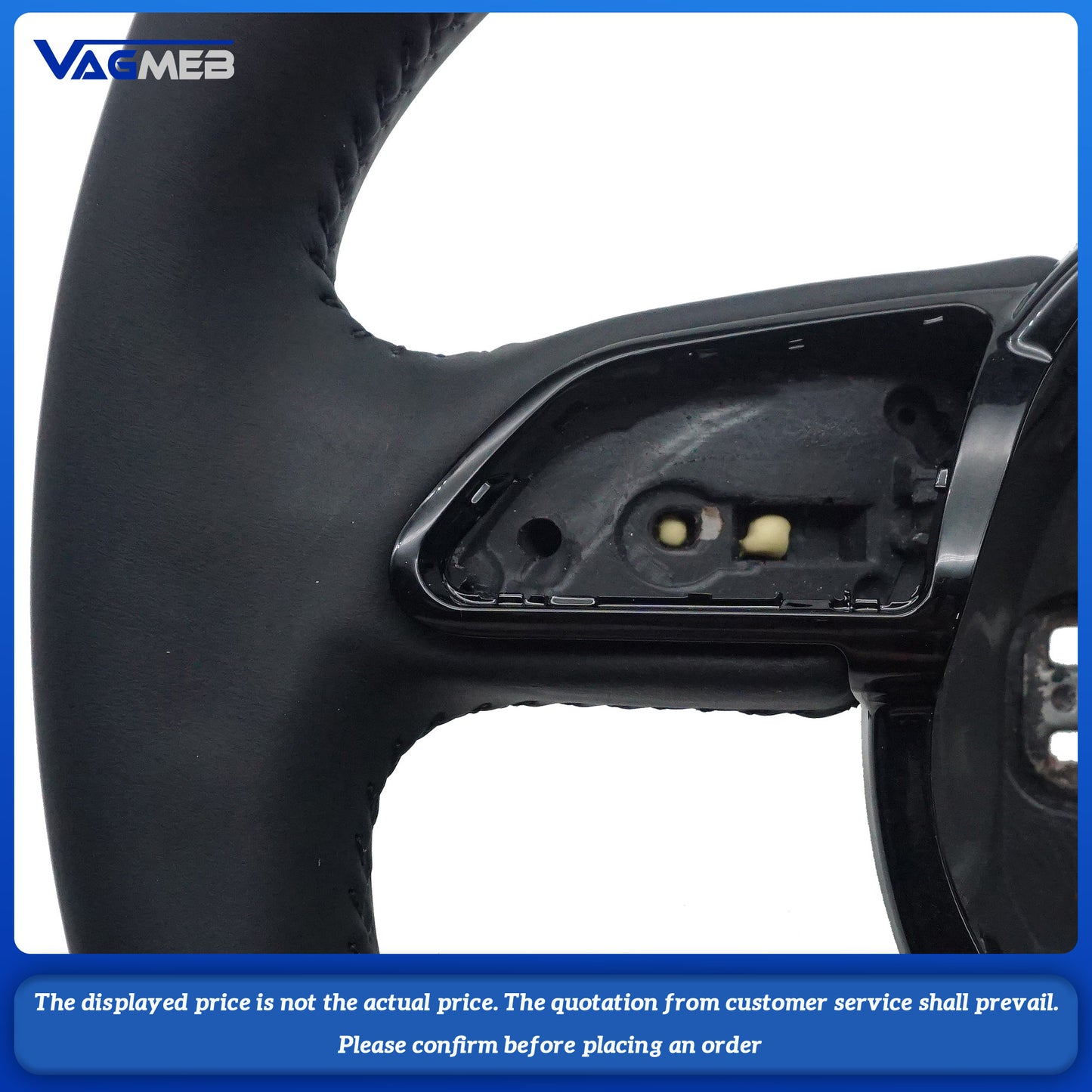 Leather Steering Wheel for Audi SLINE Logo A3 8V A4 B9 A5 A6 A7 Q3 Q5 Q7 Suede Steering Wheel Flat Bottom Steering Wheel