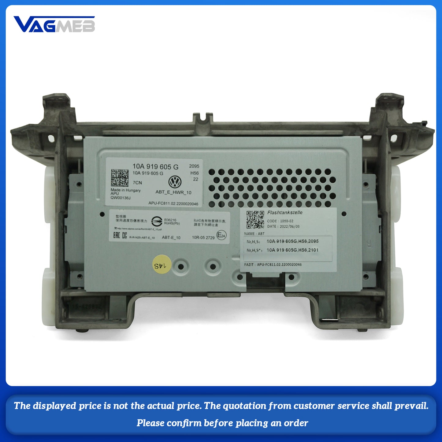 10A 919 605 G For VW ID.3 Car center console LCD screen