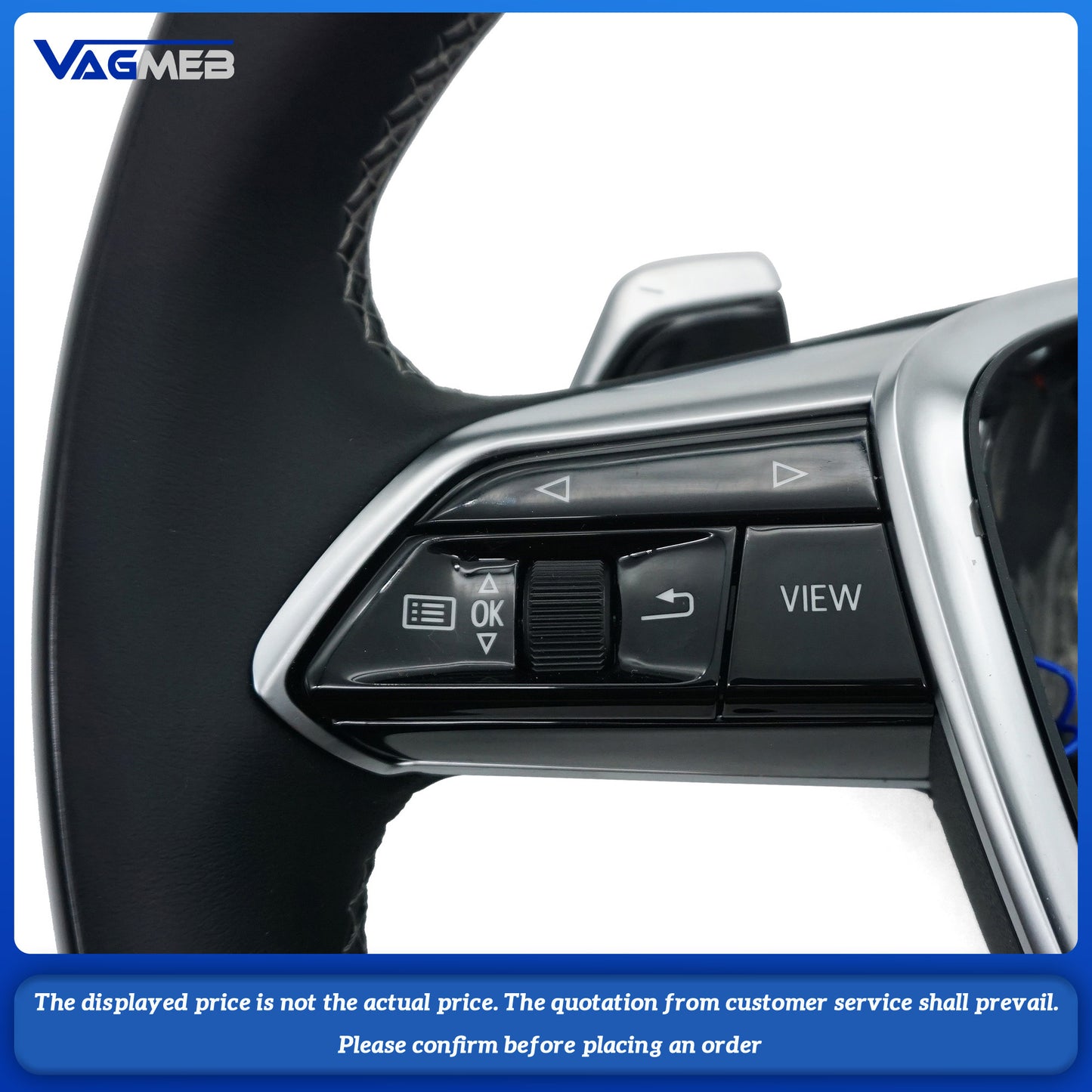 For Audi S logo A6C8 peachwood grey line heated paddle button steering wheel