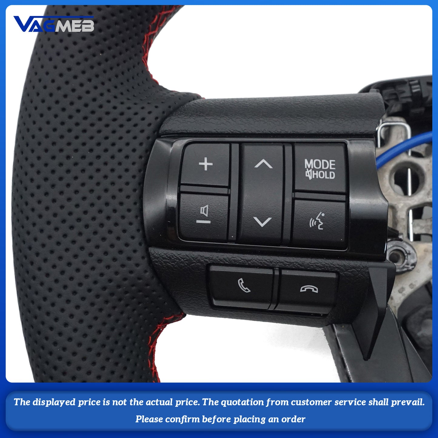 Perforated leather sports steering wheel suitable For Toyota Hilux Revo Fortuner GR steering wheel