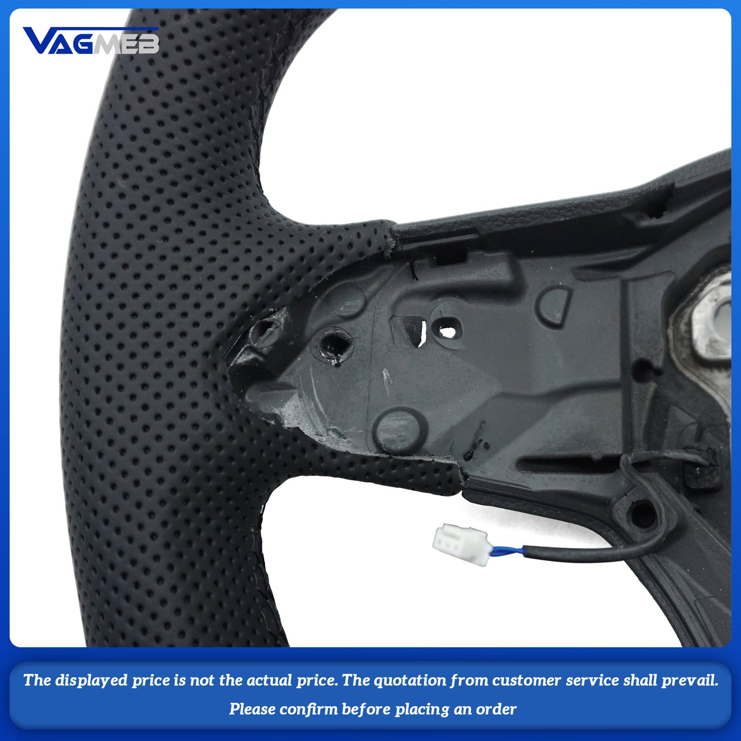 For VW Golf 8 black wire semi perforated steering wheel, heated paddle wheel, bottom with black leather return logo