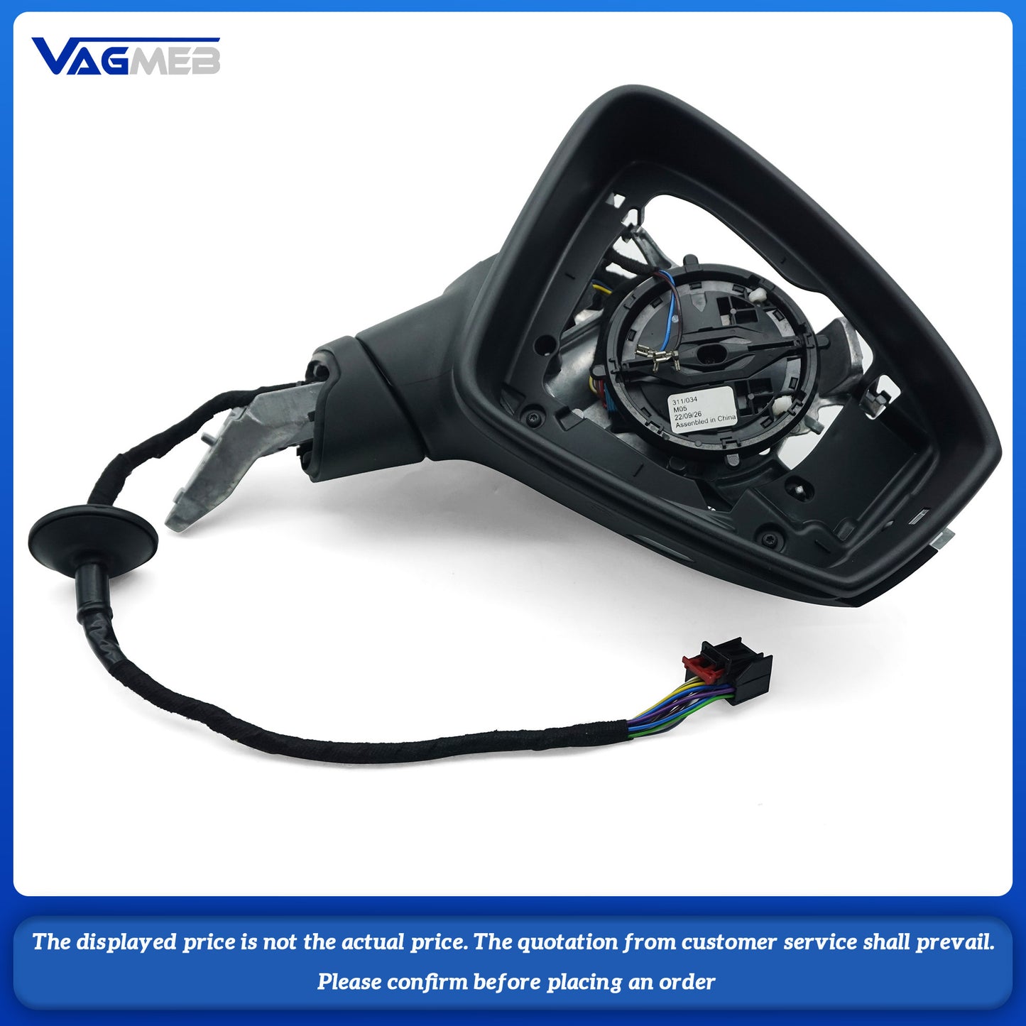 For VW Tiguan MK2 folding rearview mirror with lens heating half assembly