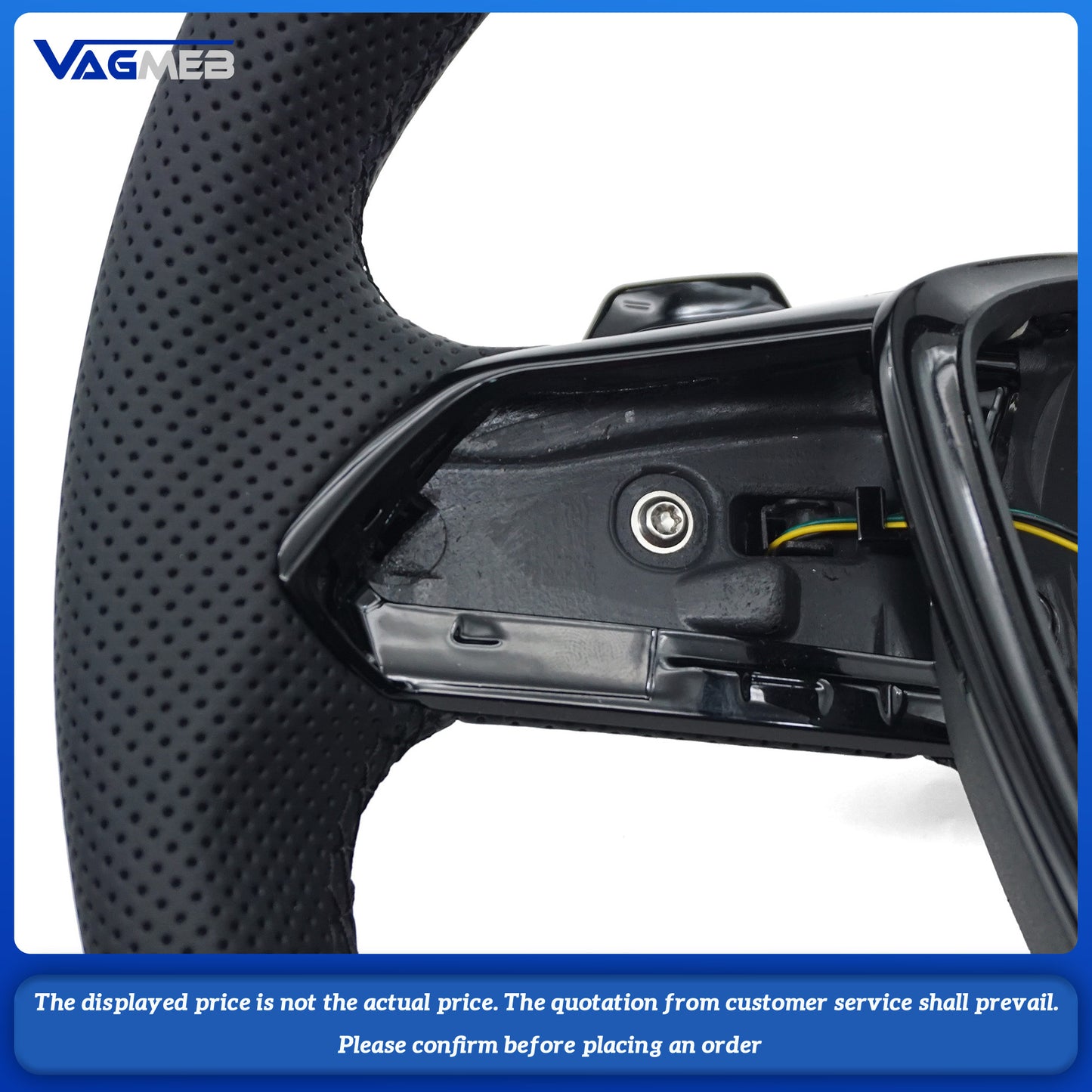 For Audi S logo A6C8 emi-perforated black line, lacquered black base, steering wheel without buttons, with paddles and no heating