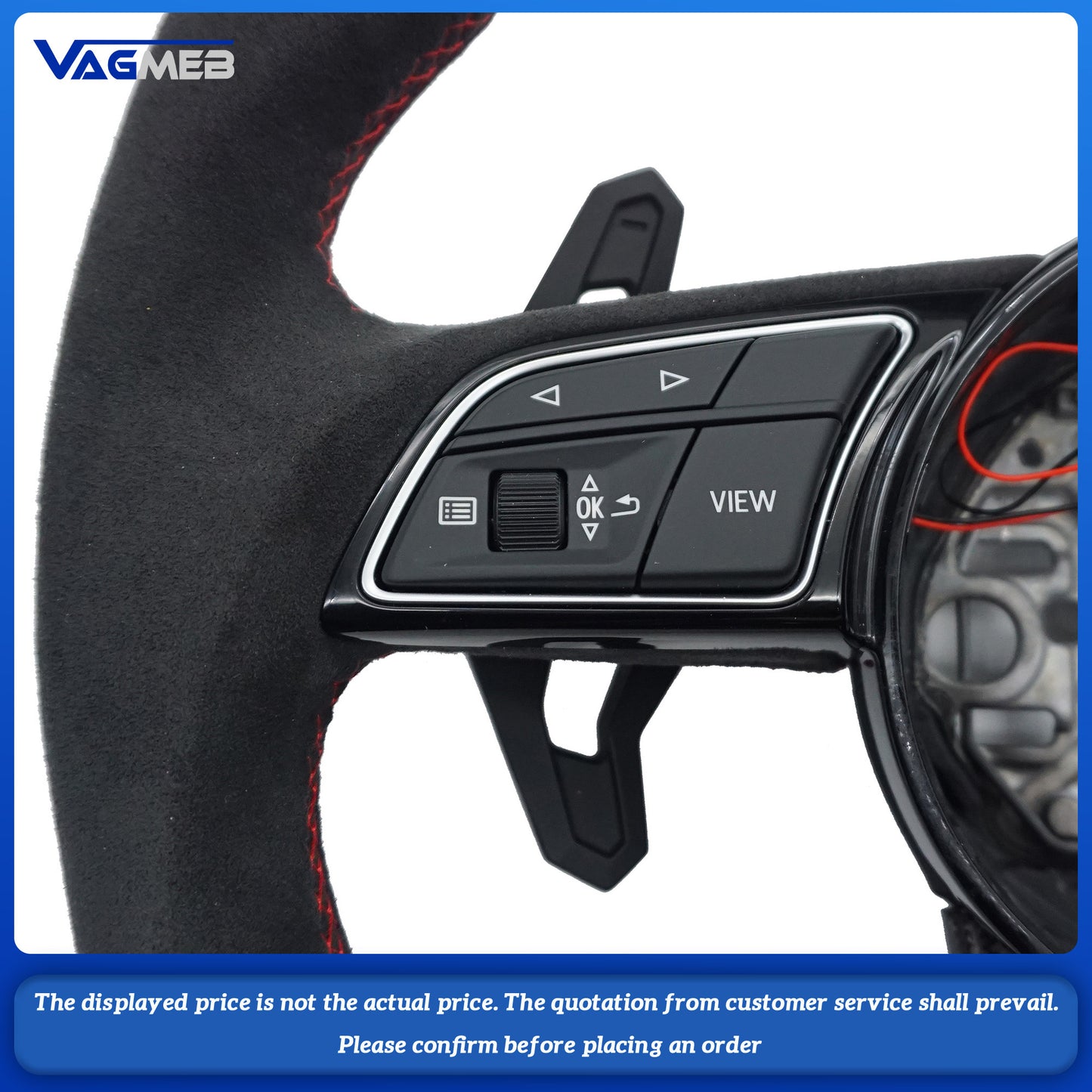 For Audi S LOGO A3 carbon fiber LED semi-suede red red steering wheel with key paddles