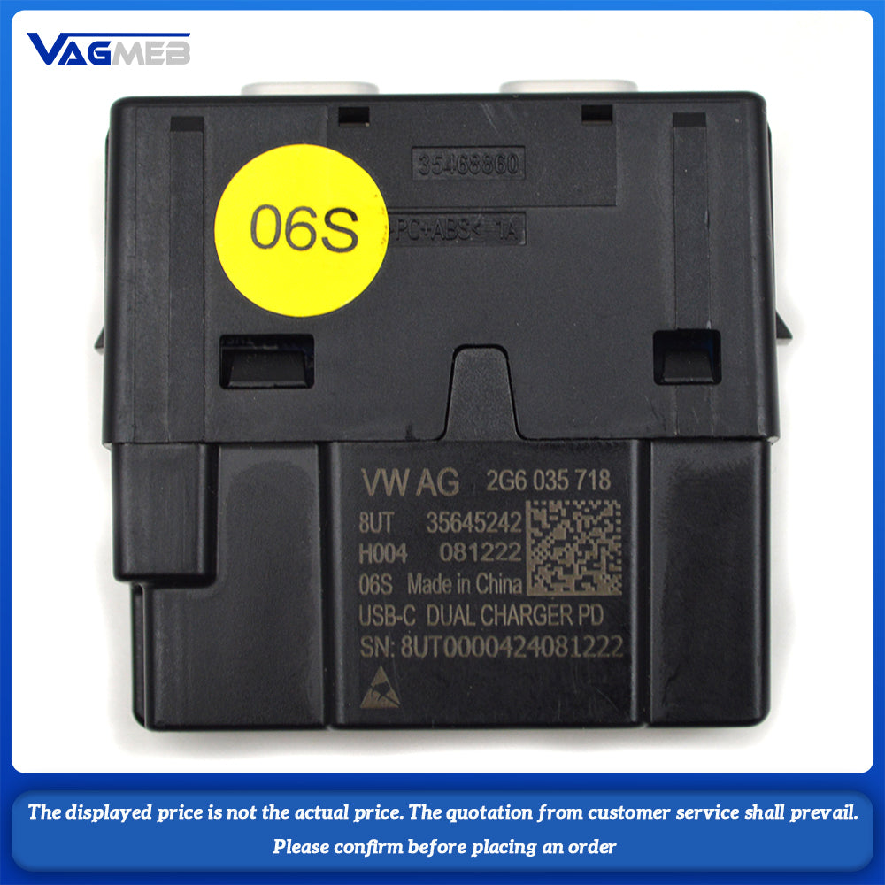 2G6 035 718 Double Type-C Charging Port for ID3 Golf T-Roc POLO Superb Rear Seat
