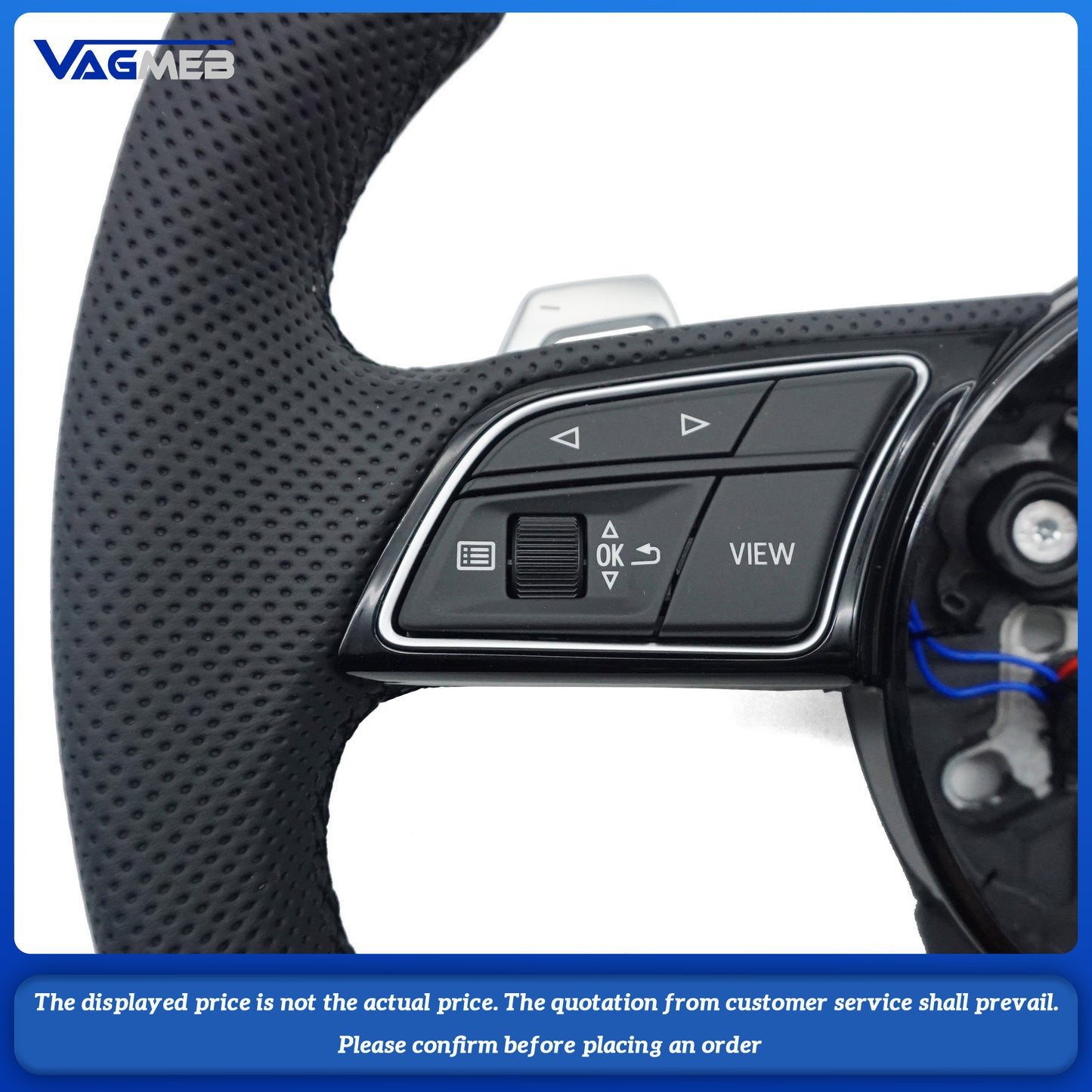 Half perforated leather flat bottomed sports steering wheel with heating,For Audi A4 B9 A3 A5 RS3 RS4 RS5
