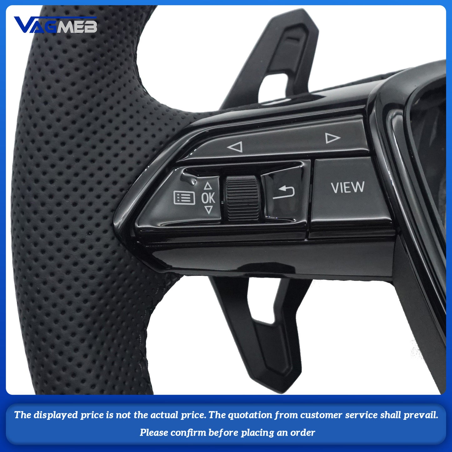 For Audi A6 RS6 C8 Pemi Perforated Leather Blat Bottomed Sports Steering Wheel With Heating