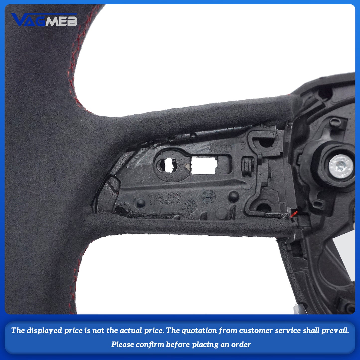 For Audi Q5 FY Alcantara red stitched flat bottomed sports steering wheel