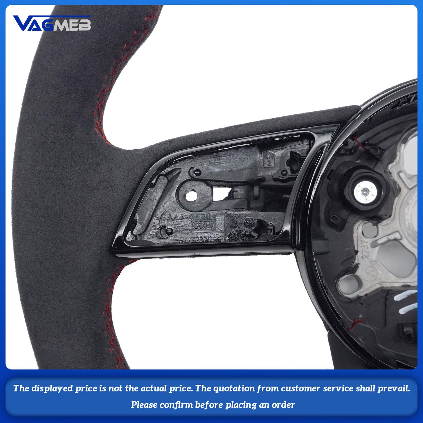 For Audi A4 B9 leather perforated alcantara Custom style steeringwheel with S or RS or Sline logo and thread colour