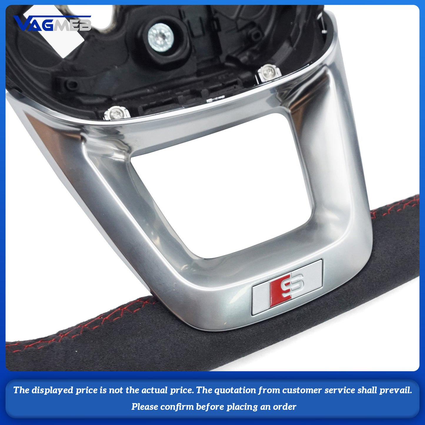 For Audi Q5 FY Alcantara red stitched flat bottomed sports steering wheel
