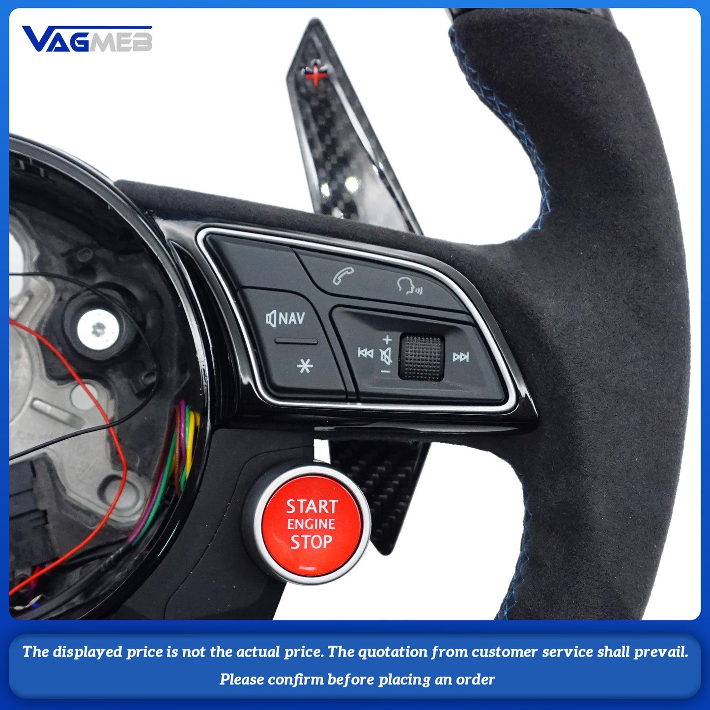 Carbon Fiber Customized LED Steering Wheel For Audi RS LOGO A4B9