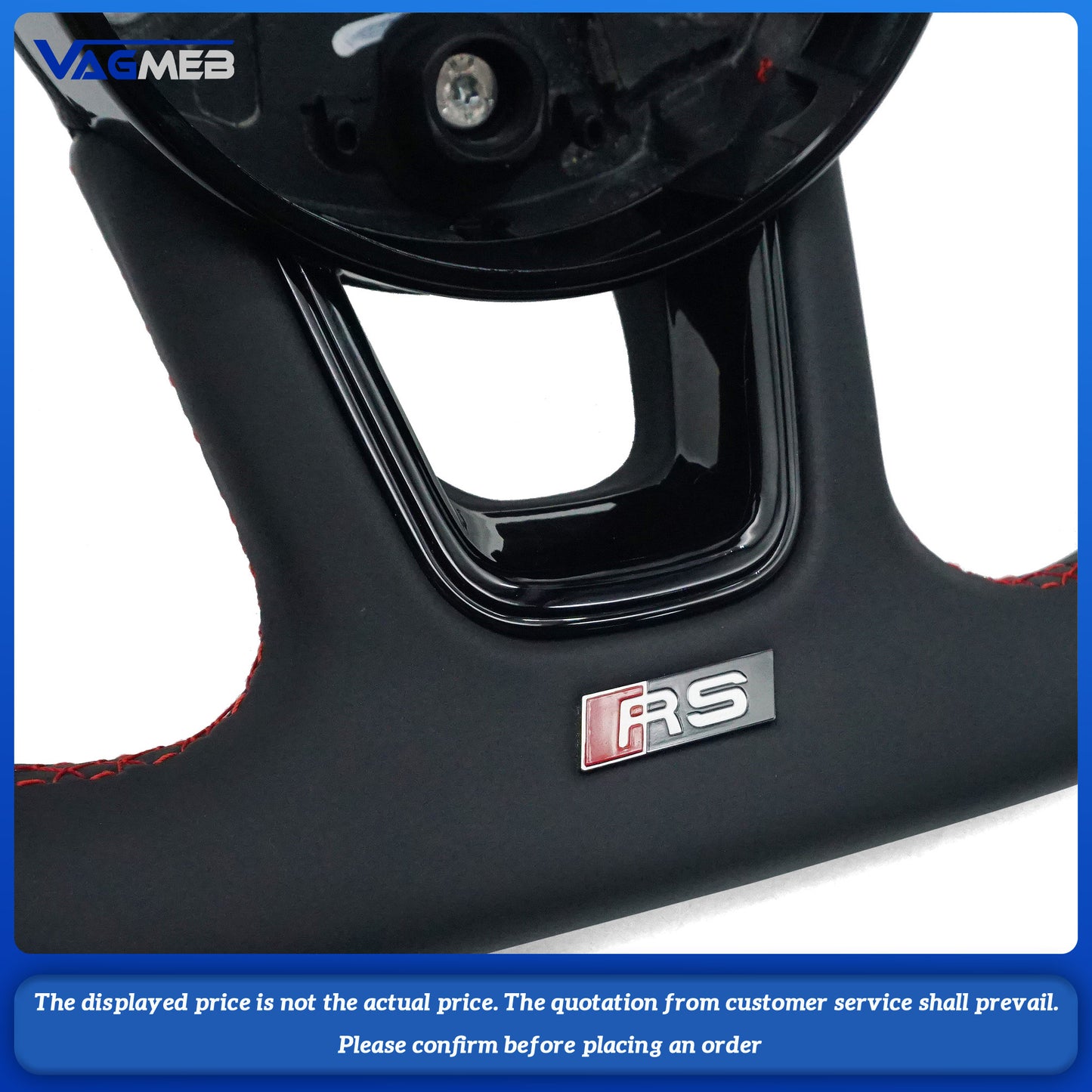 For Audi A4 B9 A3 8V2 A5 leather perforated alcantara Custom style steeringwheel with S or RS or Sline logo and thread colour