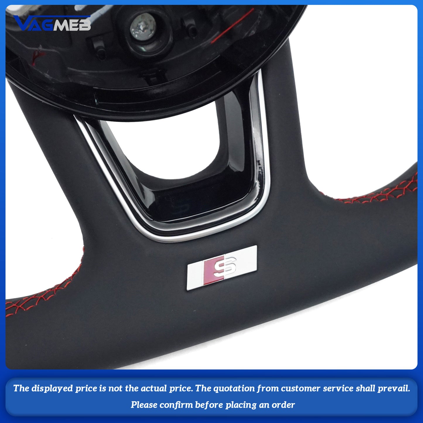 For Audi A4 B9 leather perforated alcantara Custom style steeringwheel with S or RS or Sline logo and thread colour